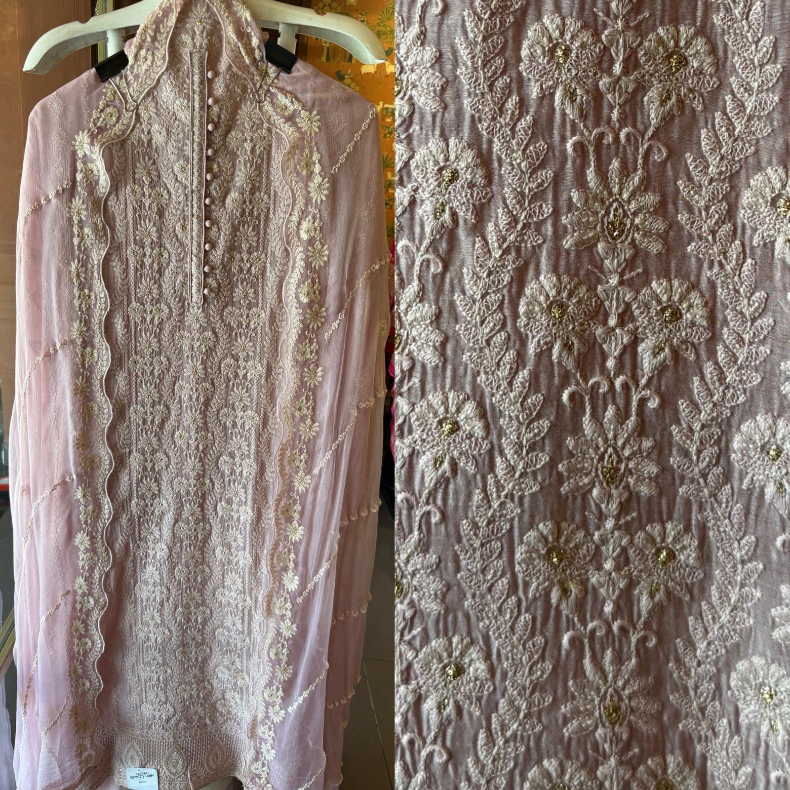 Lakhnavi Embroidered Suit on Mul cotton