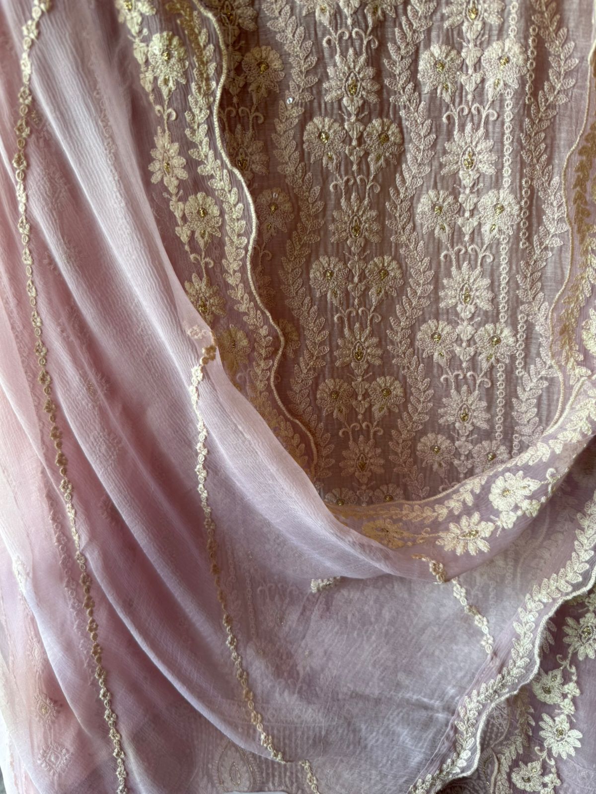 Lakhnavi Embroidered Suit on Mul cotton