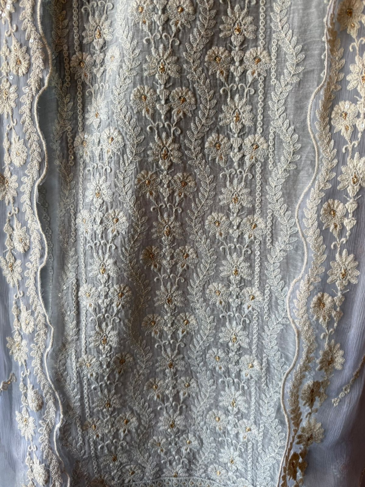 Lakhnavi Embroidered Suit on Mul cotton