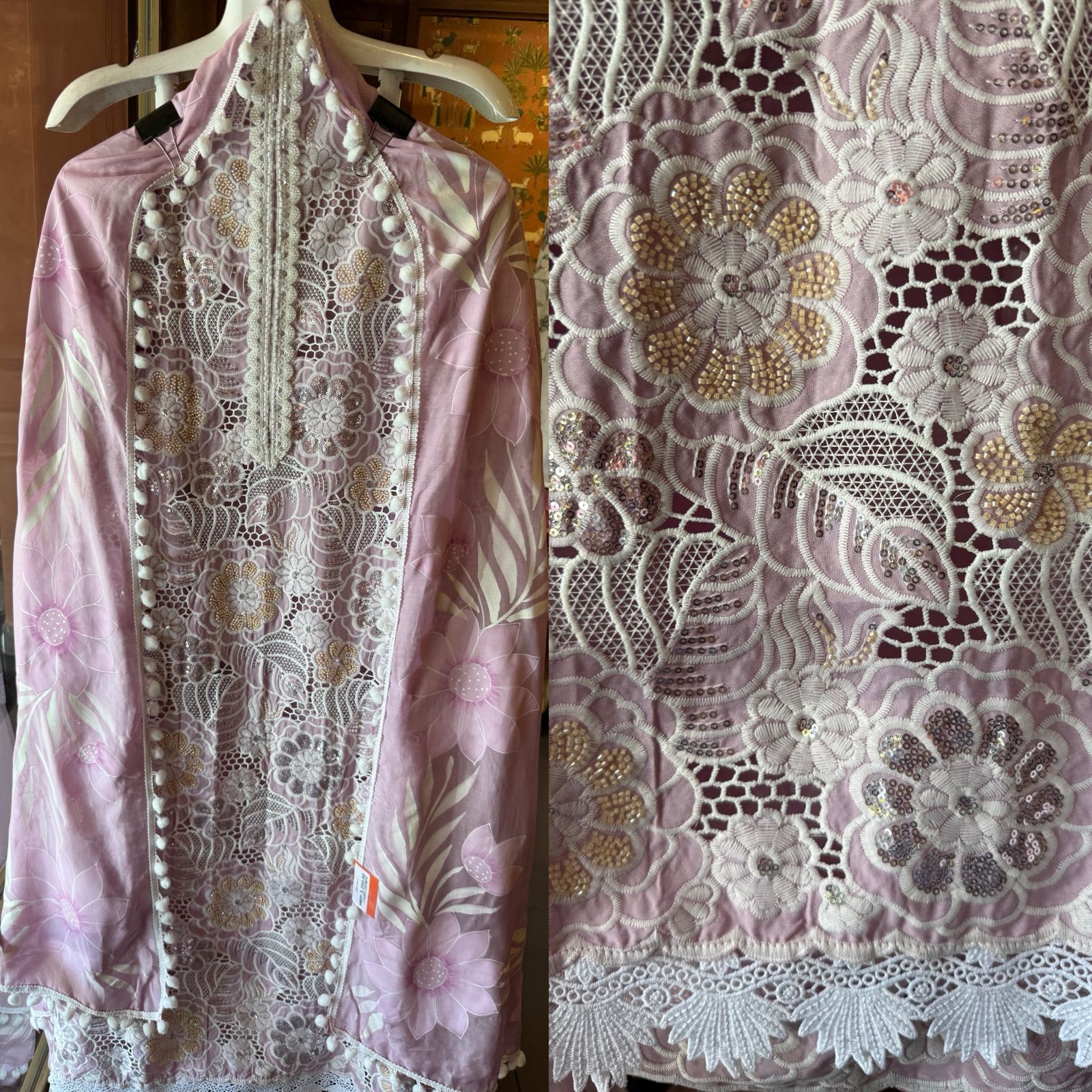 Cutwork crochet Embroidered Suit