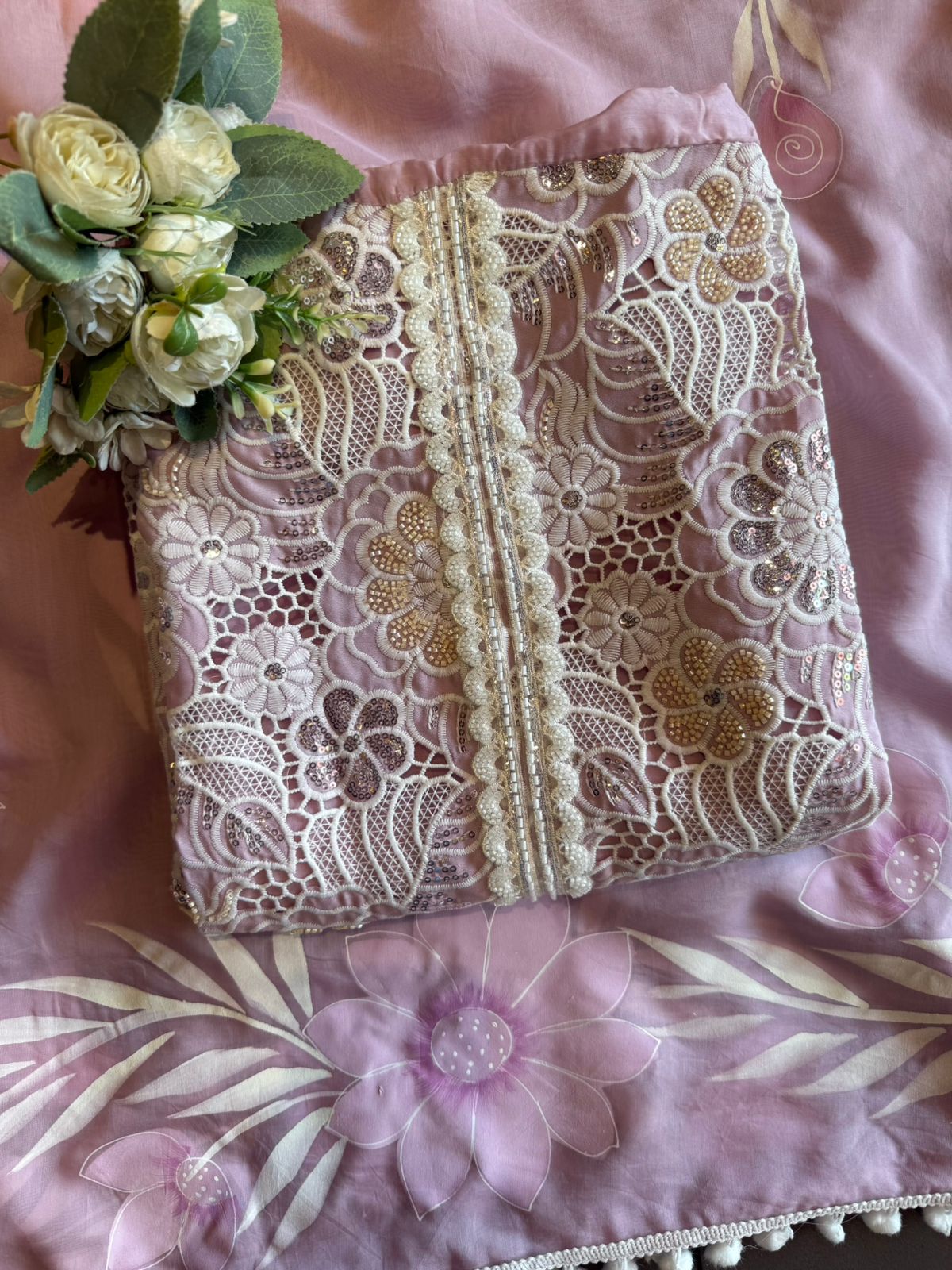 Cutwork crochet Embroidered Suit