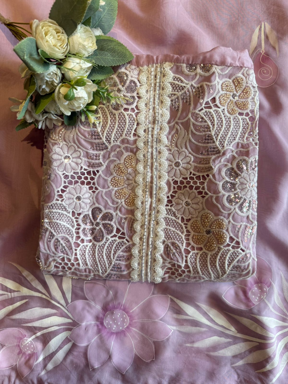 Cutwork crochet Embroidered Suit