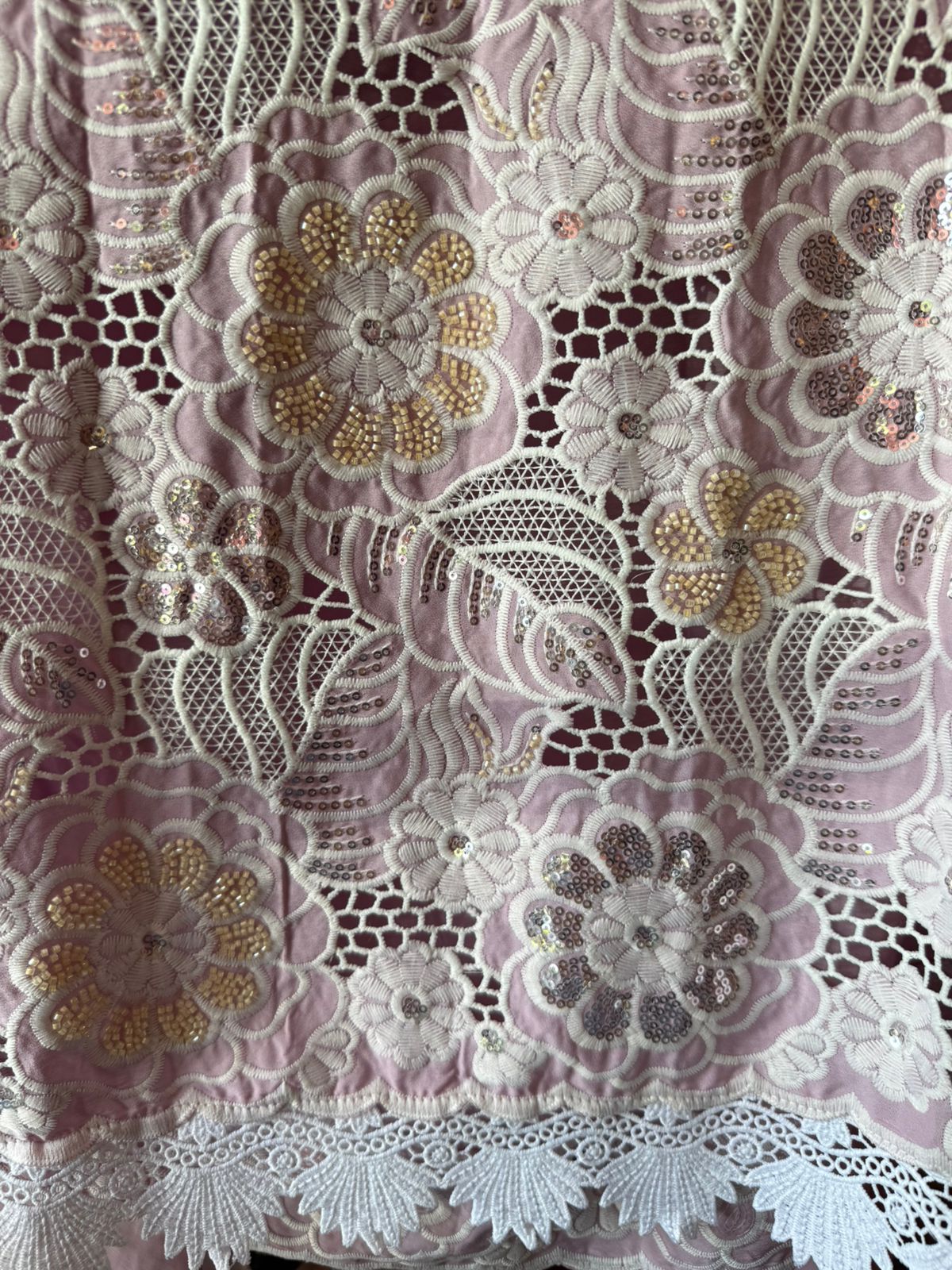 Cutwork crochet Embroidered Suit