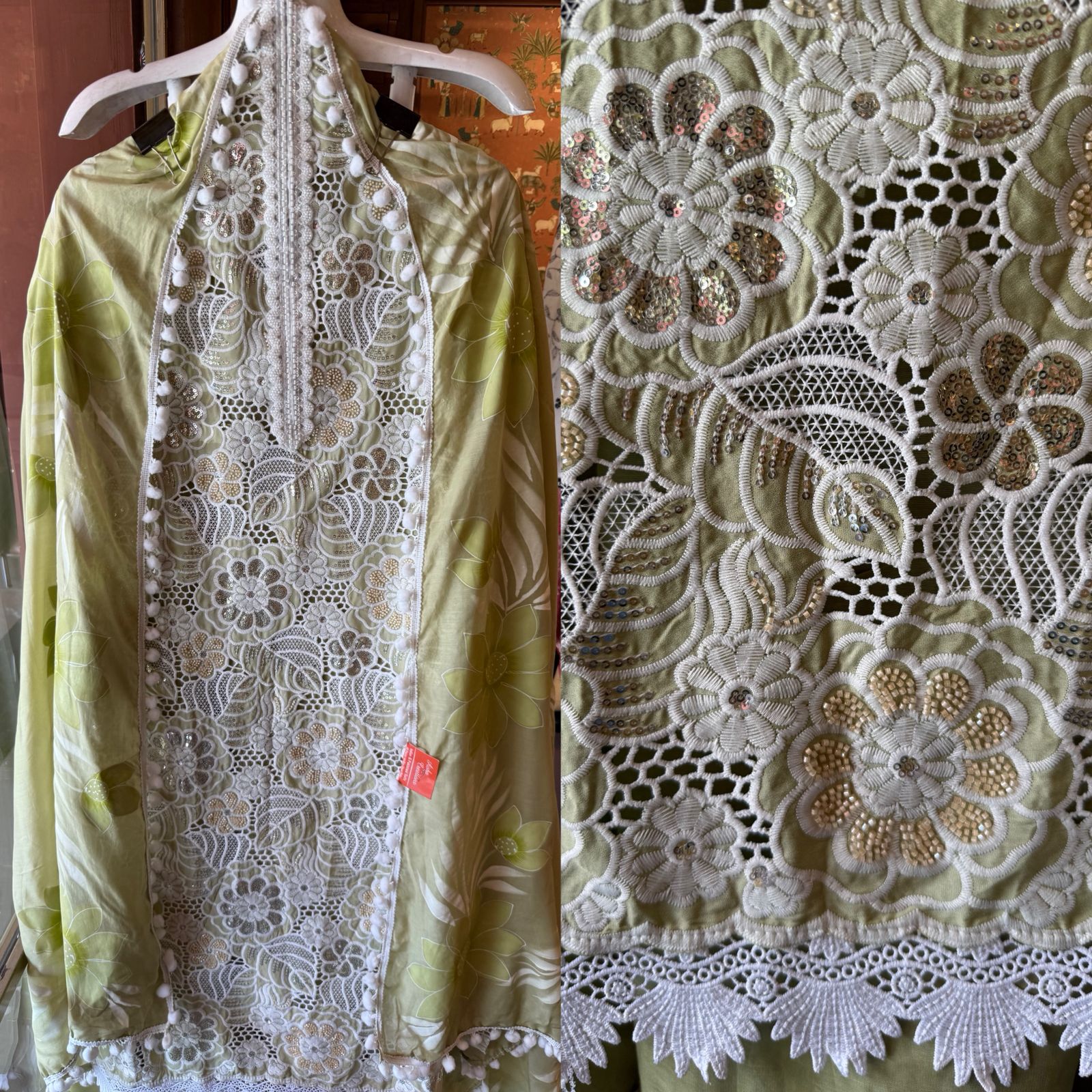 Cutwork crochet Embroidered Suit