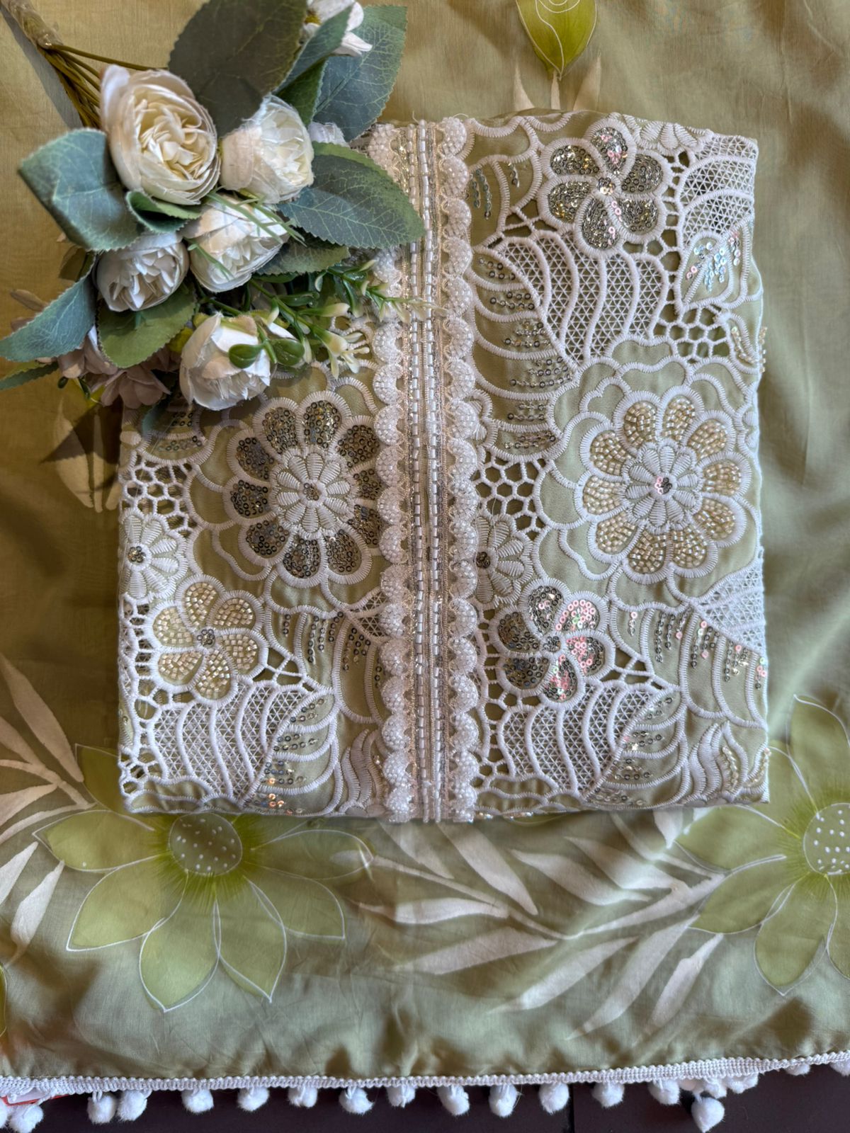 Cutwork crochet Embroidered Suit