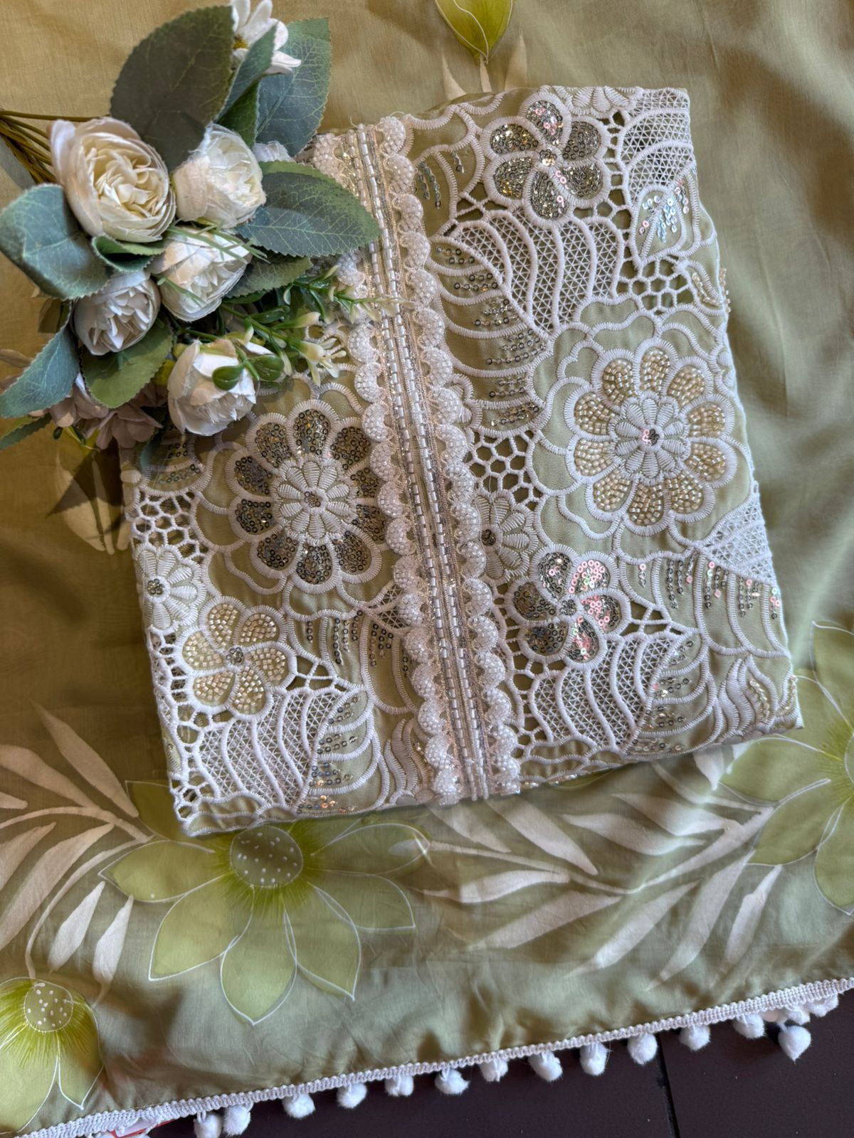 Cutwork crochet Embroidered Suit