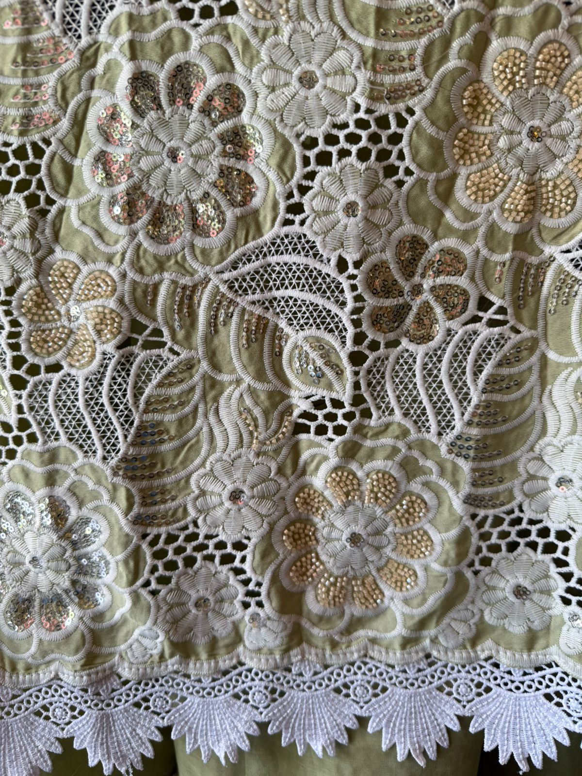Cutwork crochet Embroidered Suit
