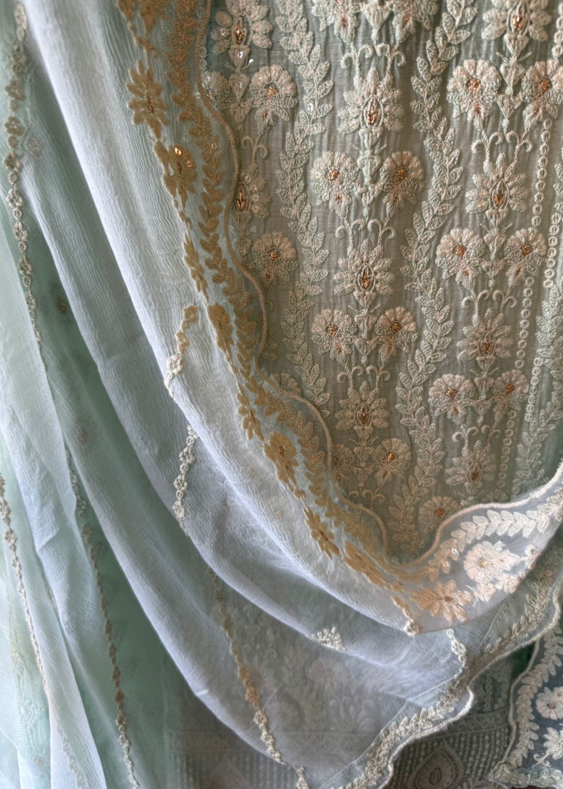 Lakhnavi Embroidered Suit on Mul cotton
