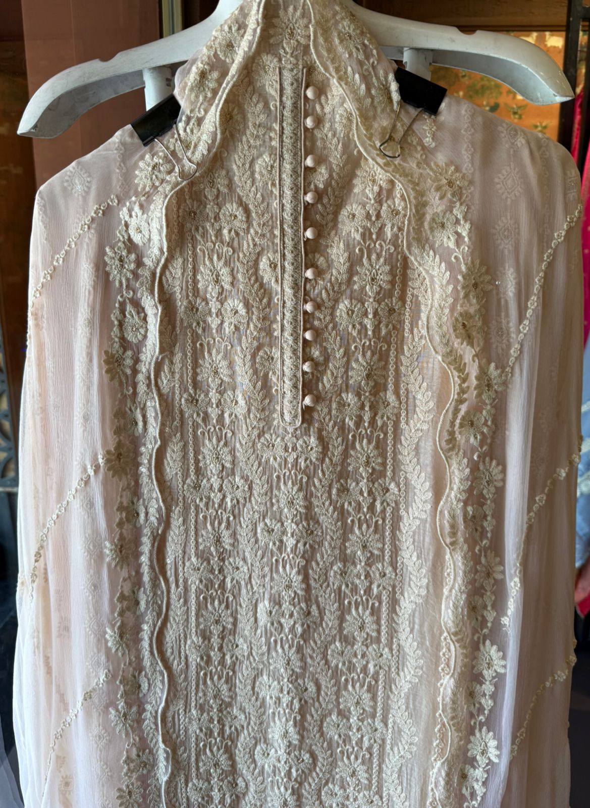 Lakhnavi Embroidered Suit on Mul cotton