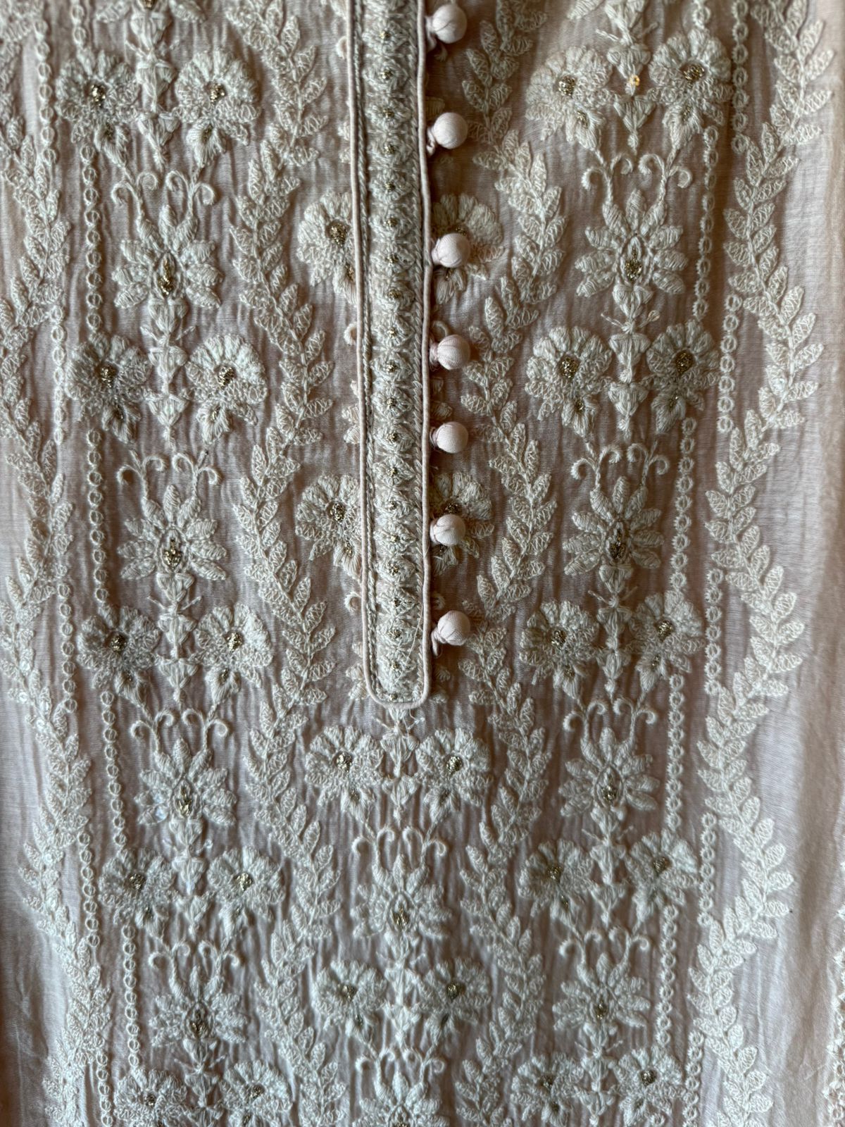 Lakhnavi Embroidered Suit on Mul cotton
