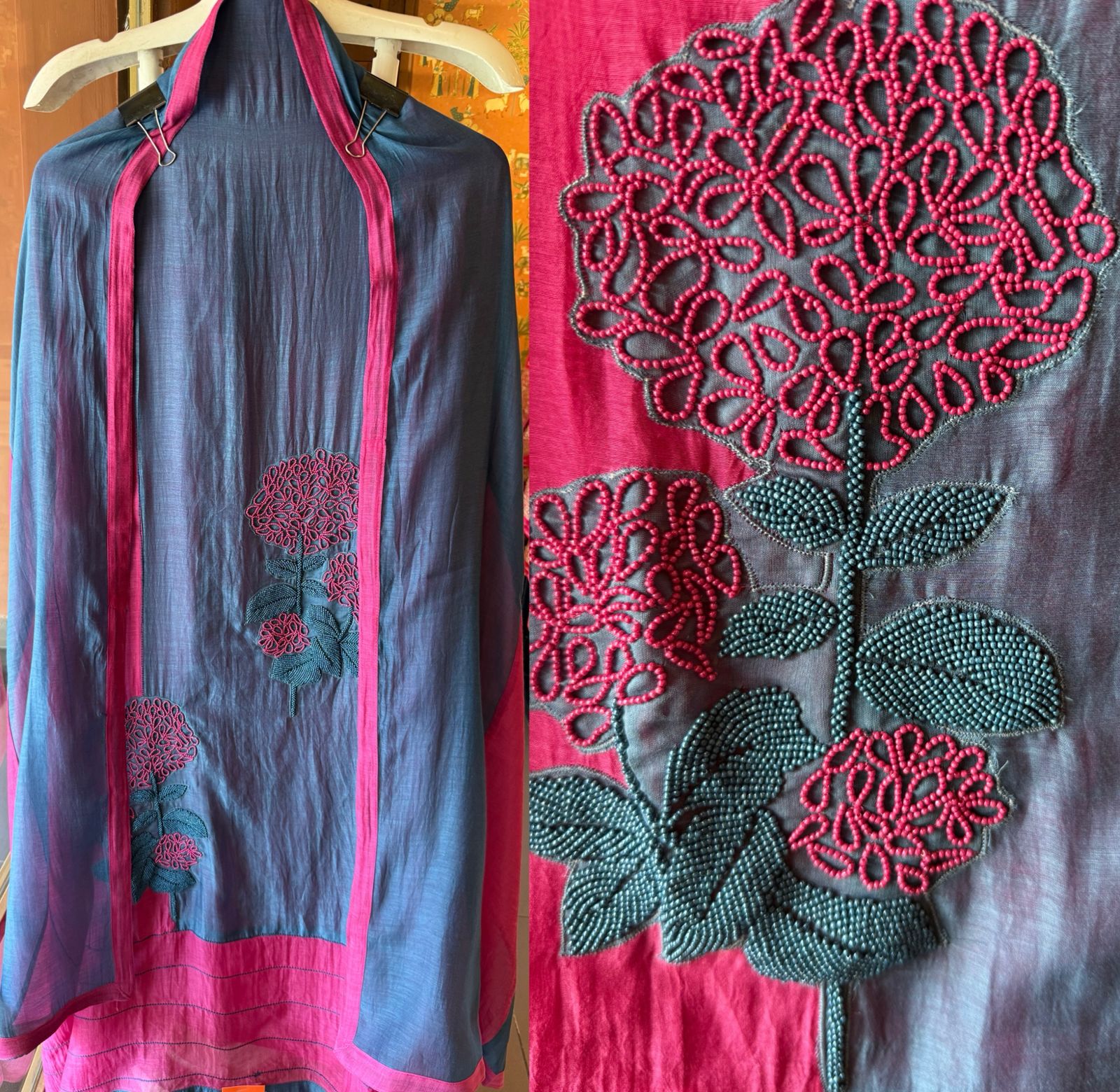 Handwork embellished designer unstitched Suit set