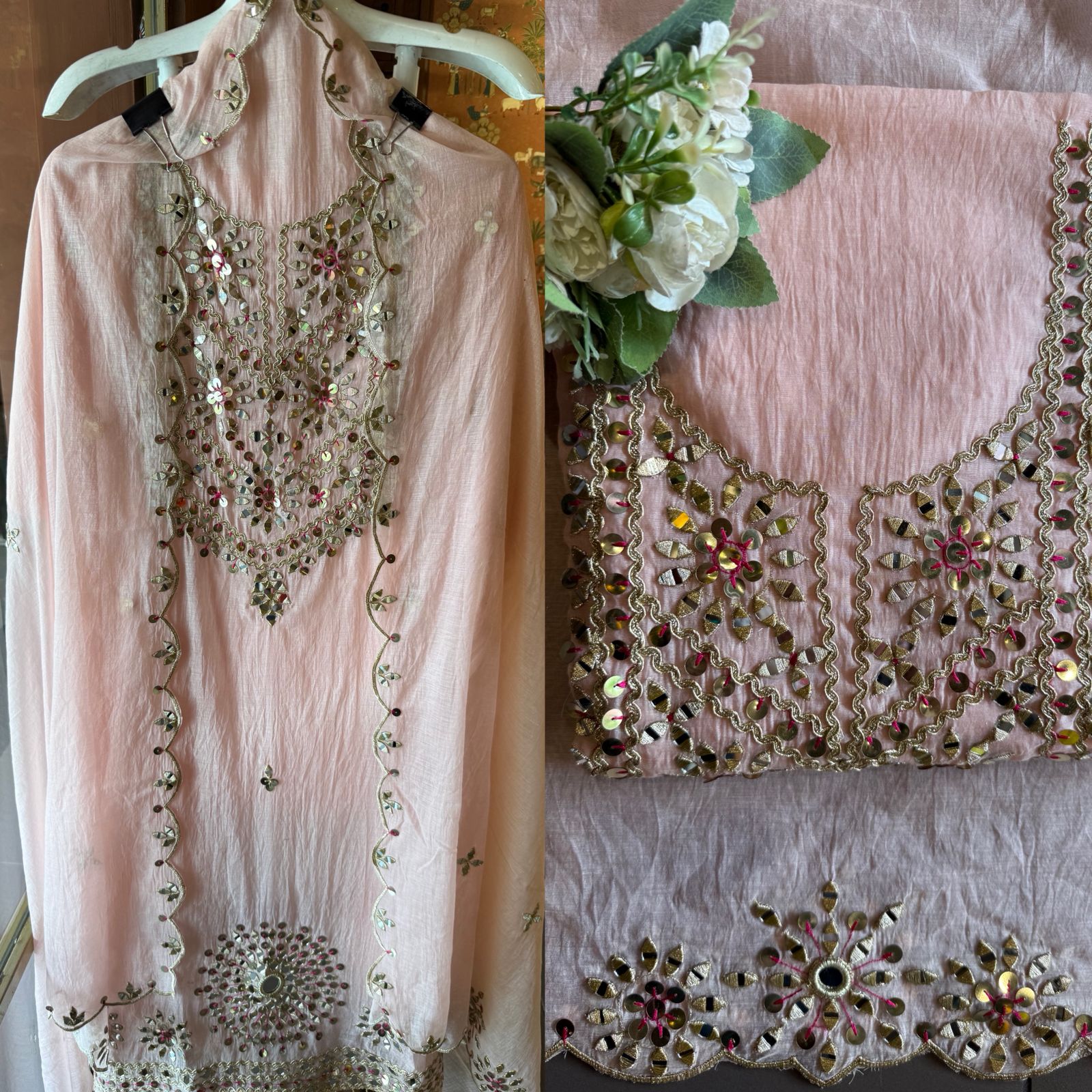 Premium Chanderi Mul chanderi unstitched suit