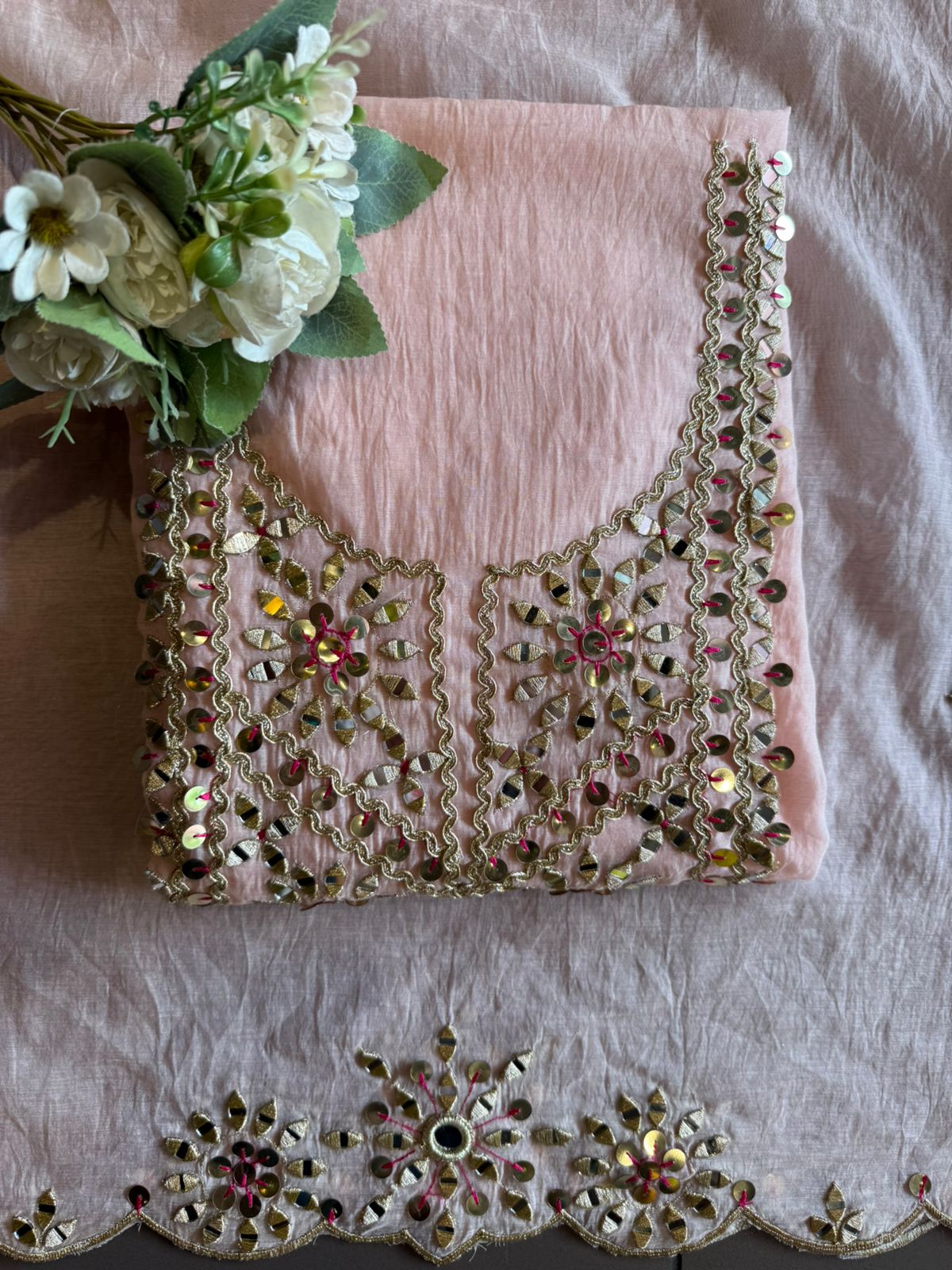 Premium Chanderi Mul chanderi unstitched suit