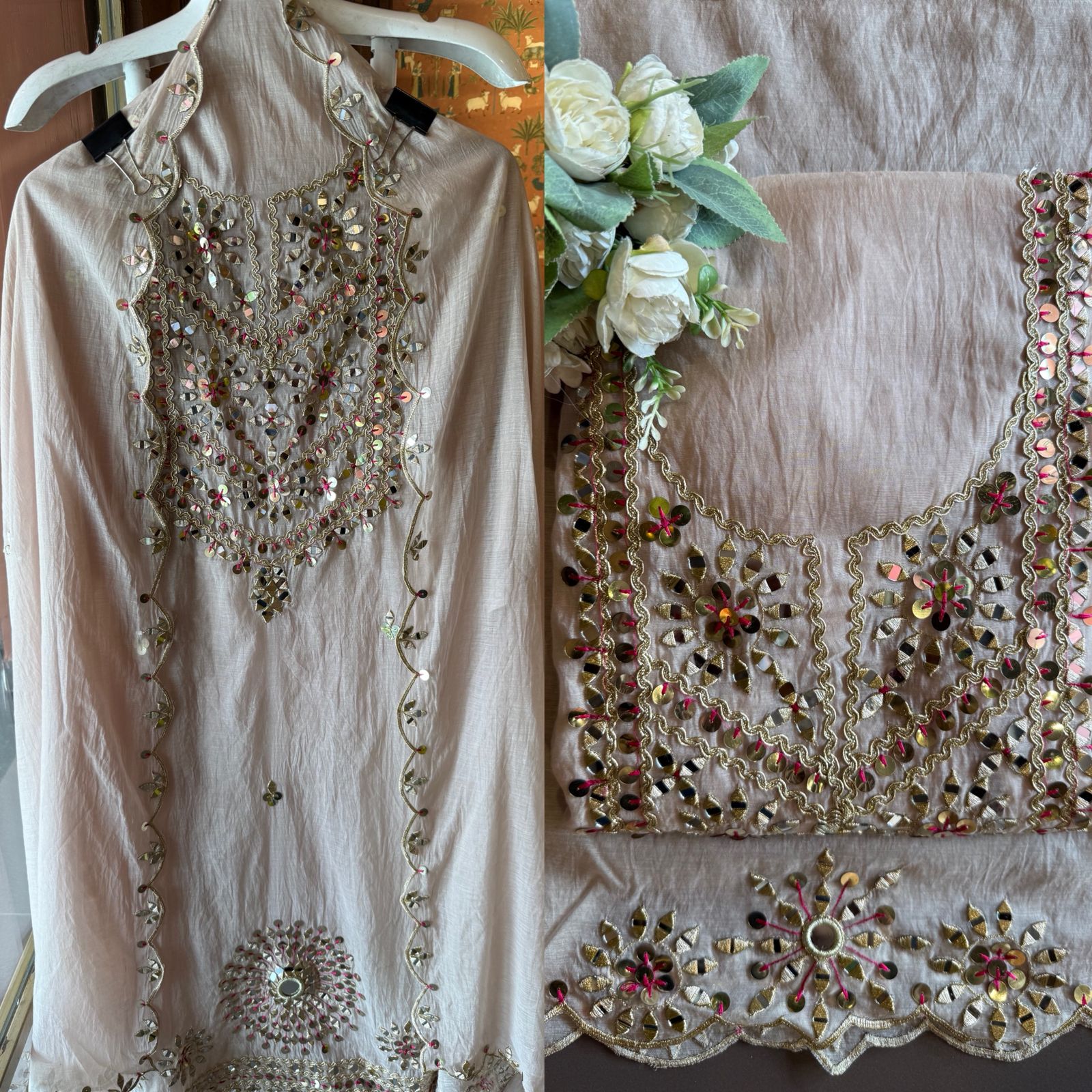 Premium Chanderi Mul chanderi unstitched suit