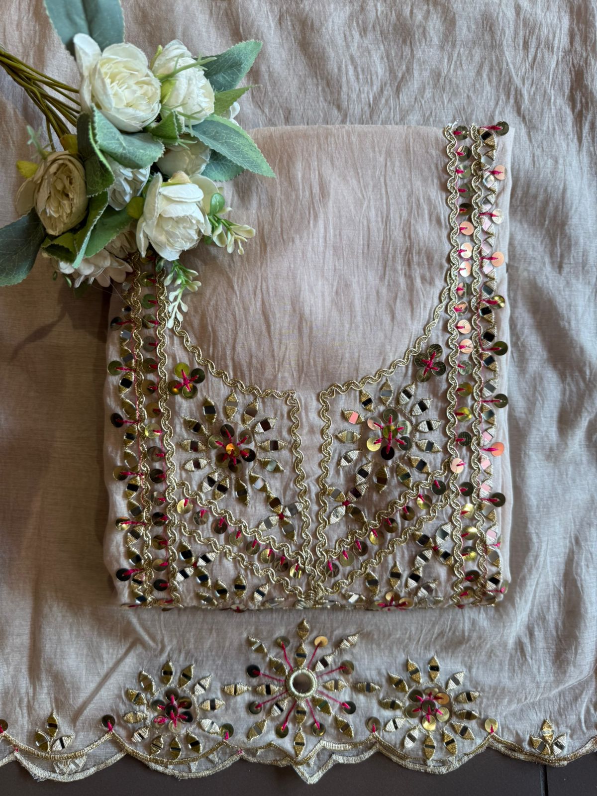 Premium Chanderi Mul chanderi unstitched suit