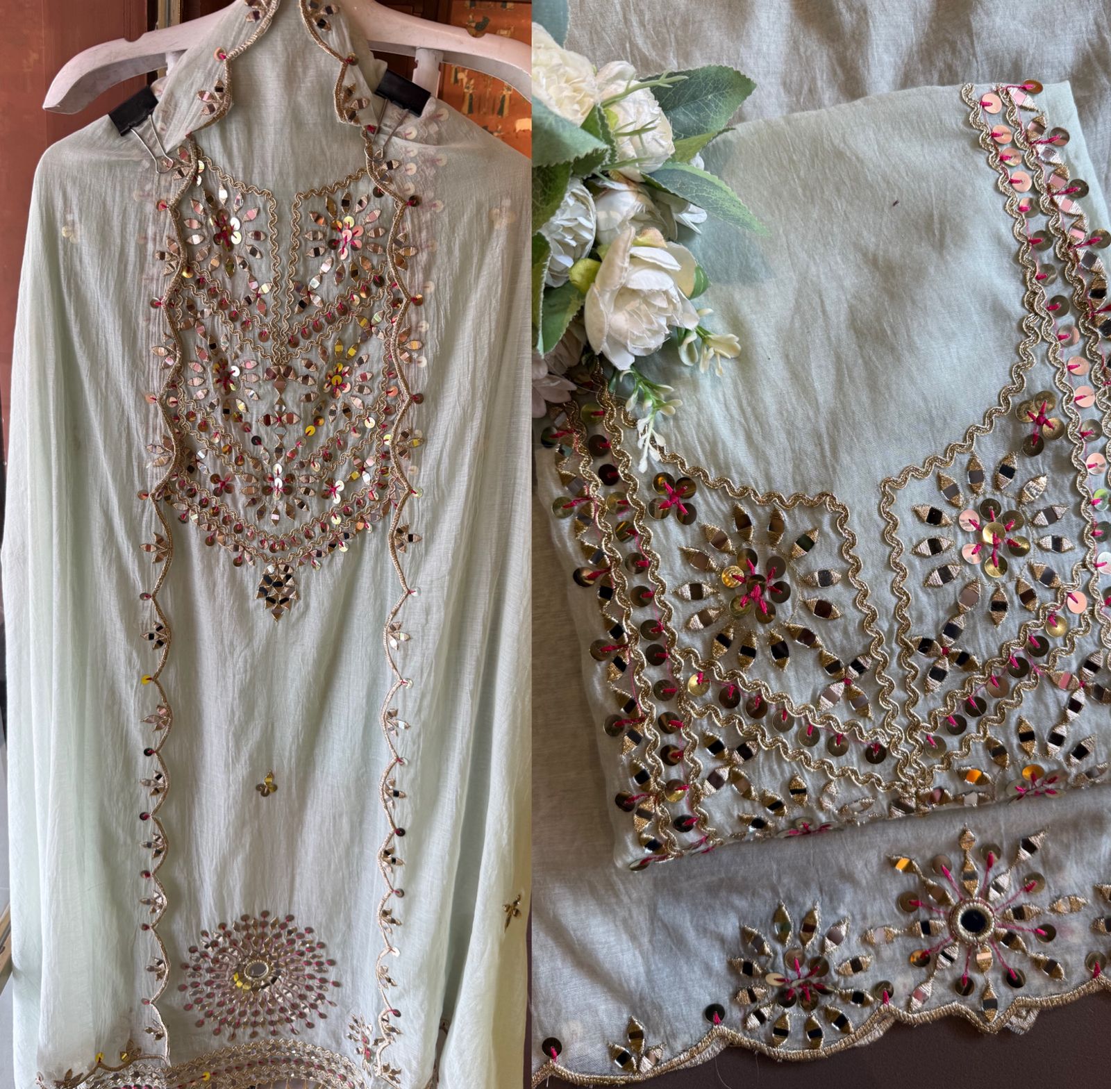 Premium Chanderi Mul chanderi unstitched suit