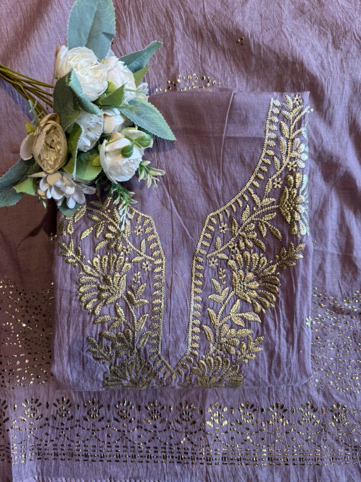 Mul cotton chanderi Unstitched Suits