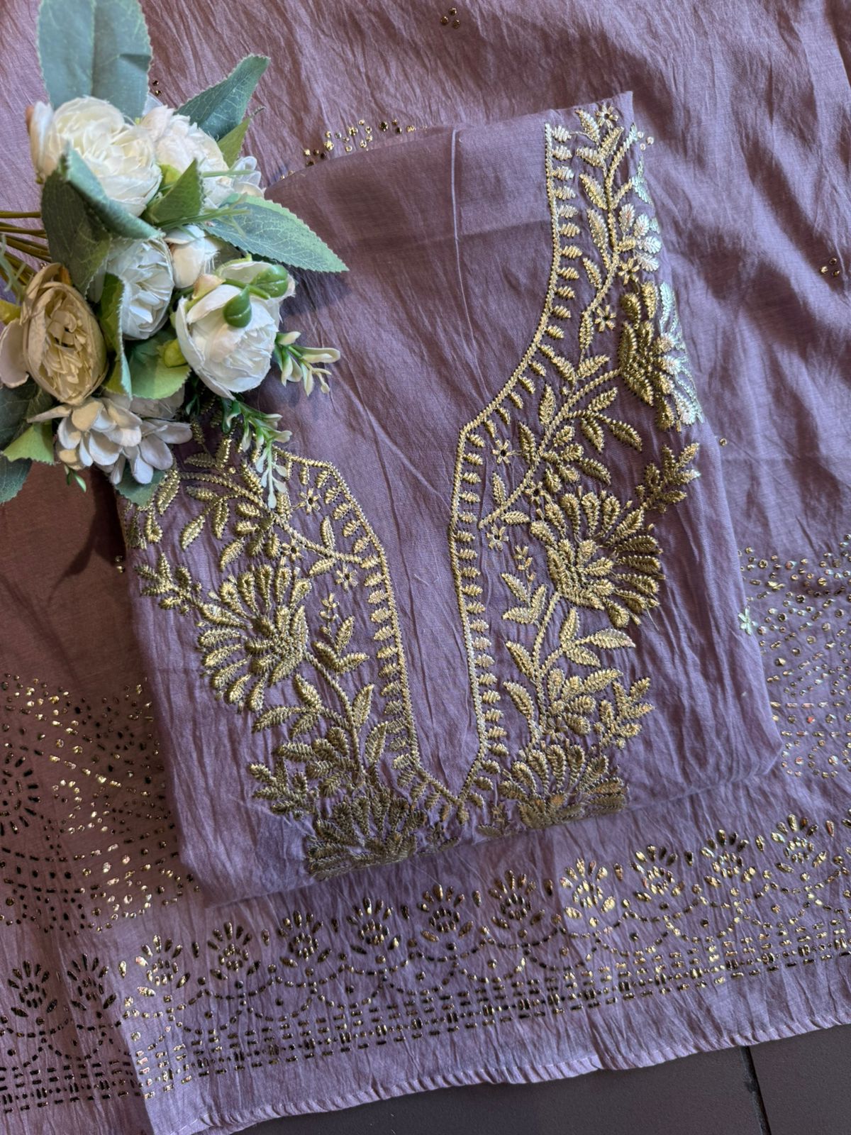 Mul cotton chanderi Unstitched Suits