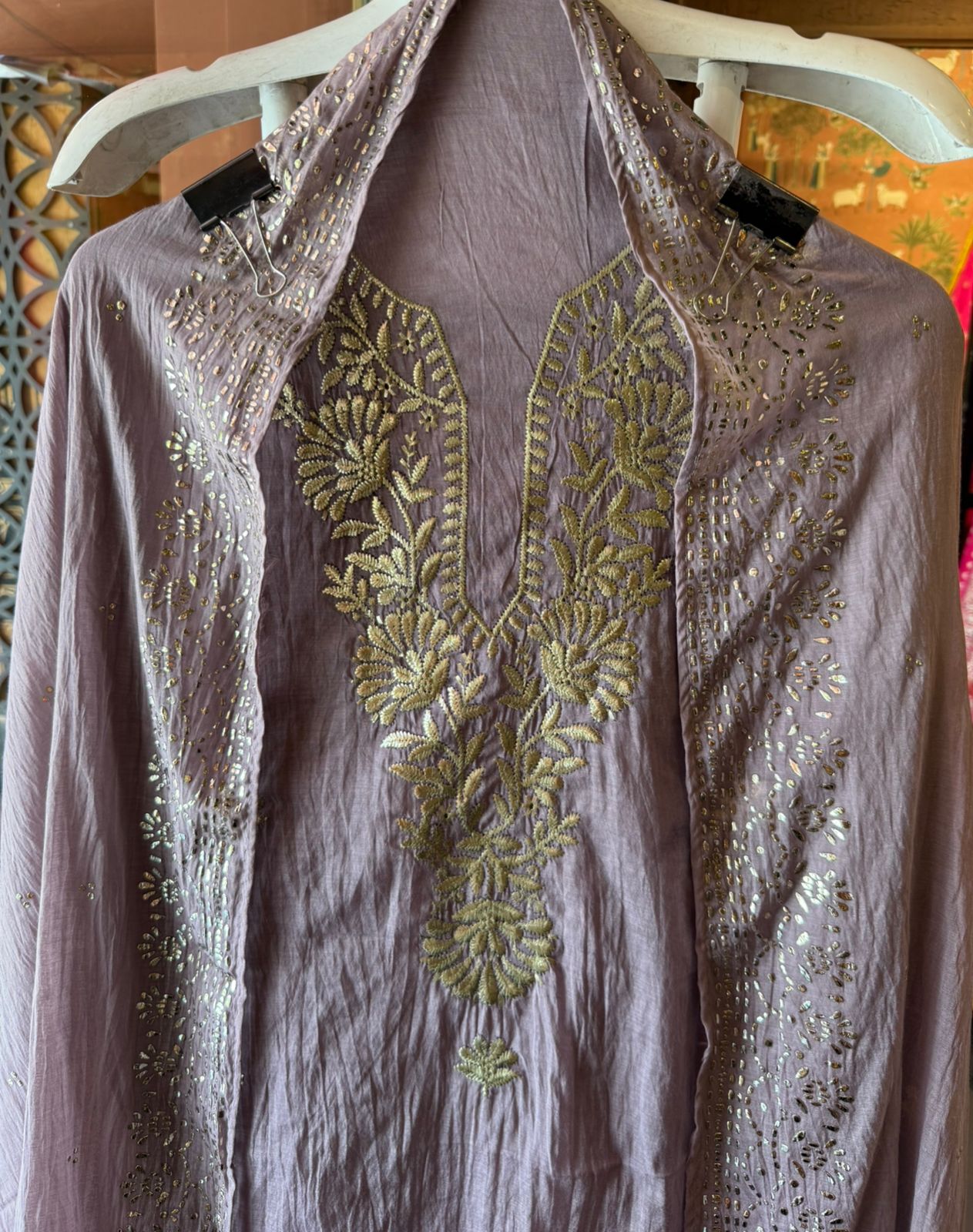 Mul cotton chanderi Unstitched Suits