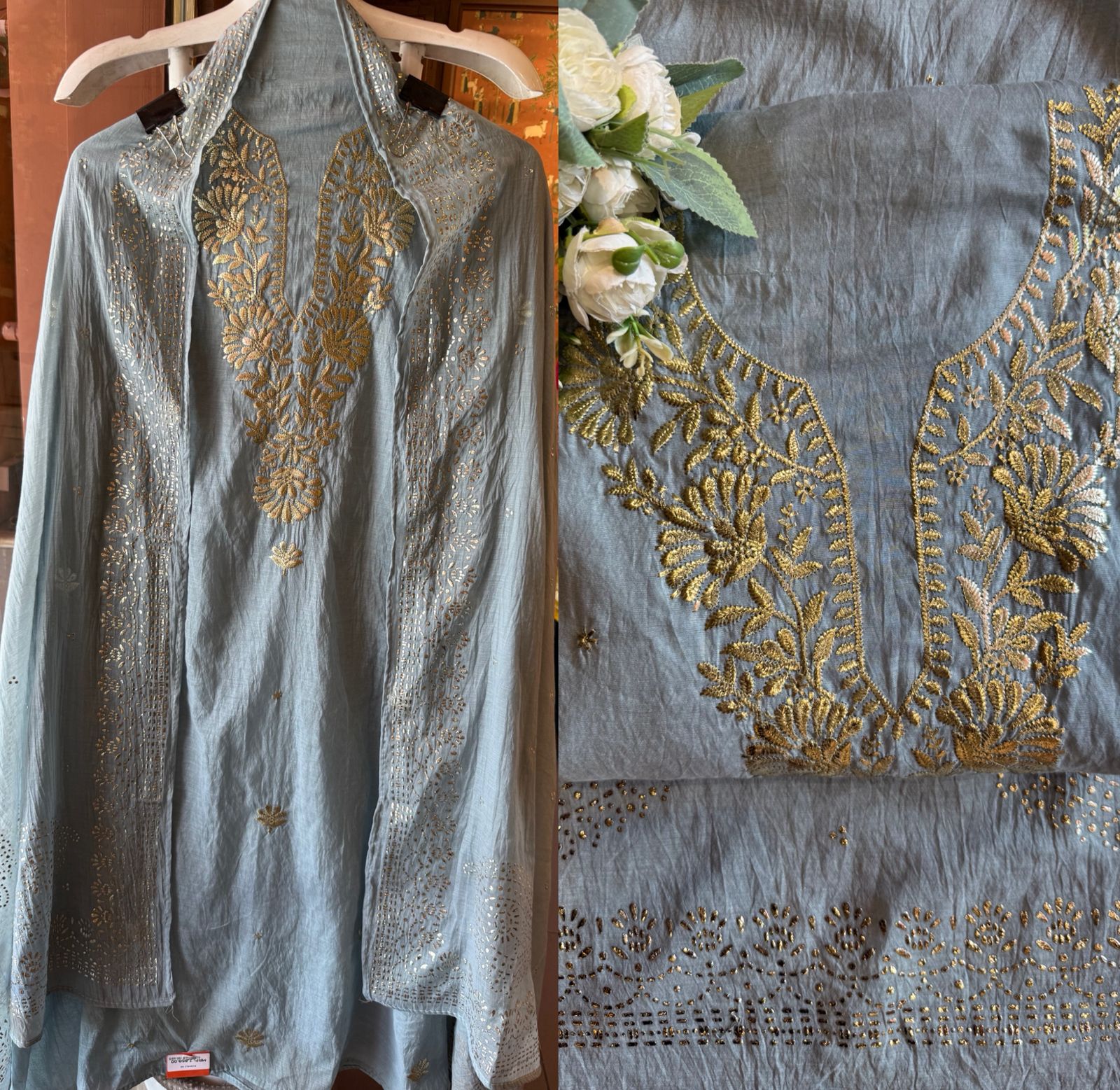 Mul cotton chanderi Unstitched Suits