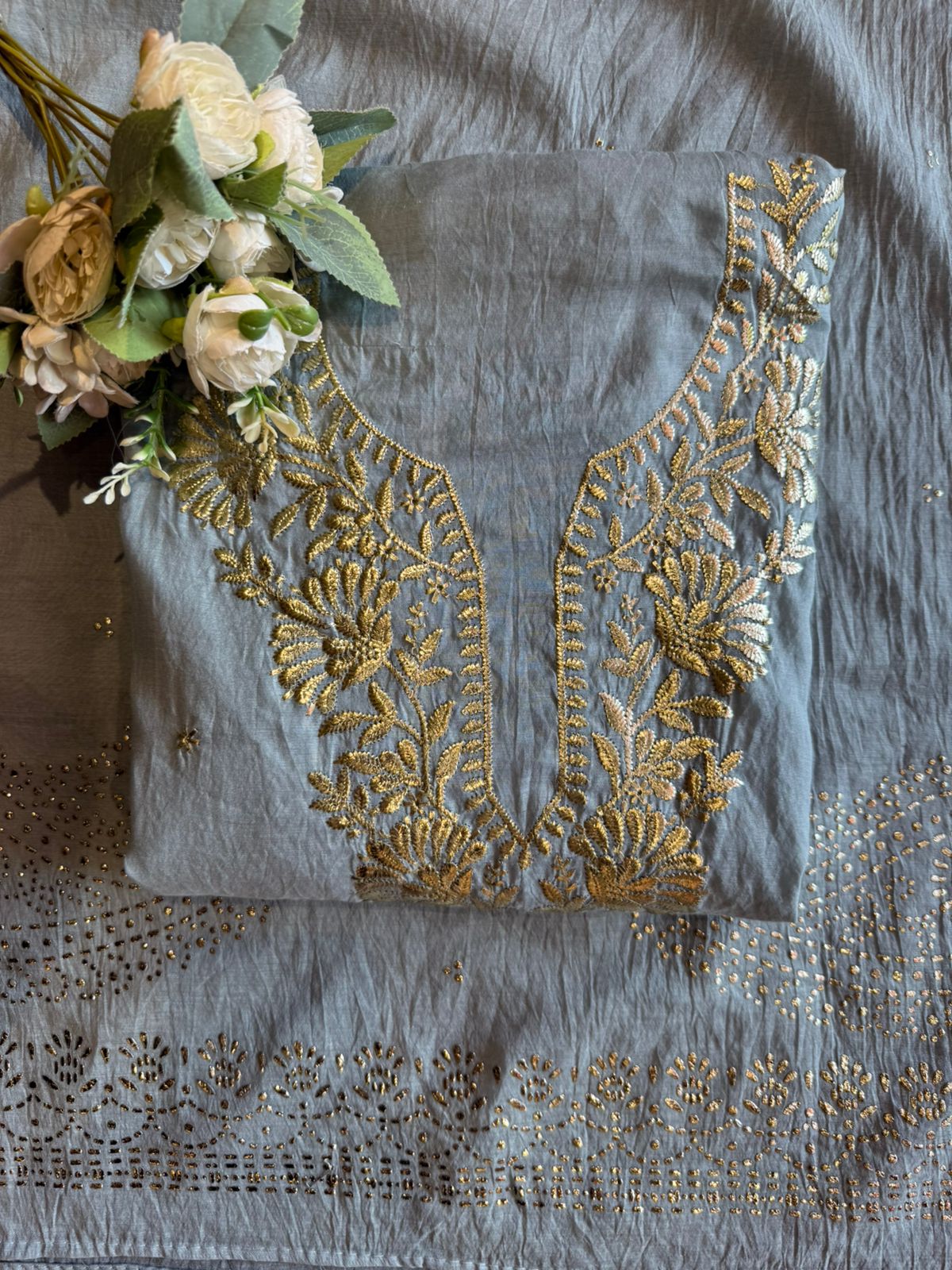 Mul cotton chanderi Unstitched Suits