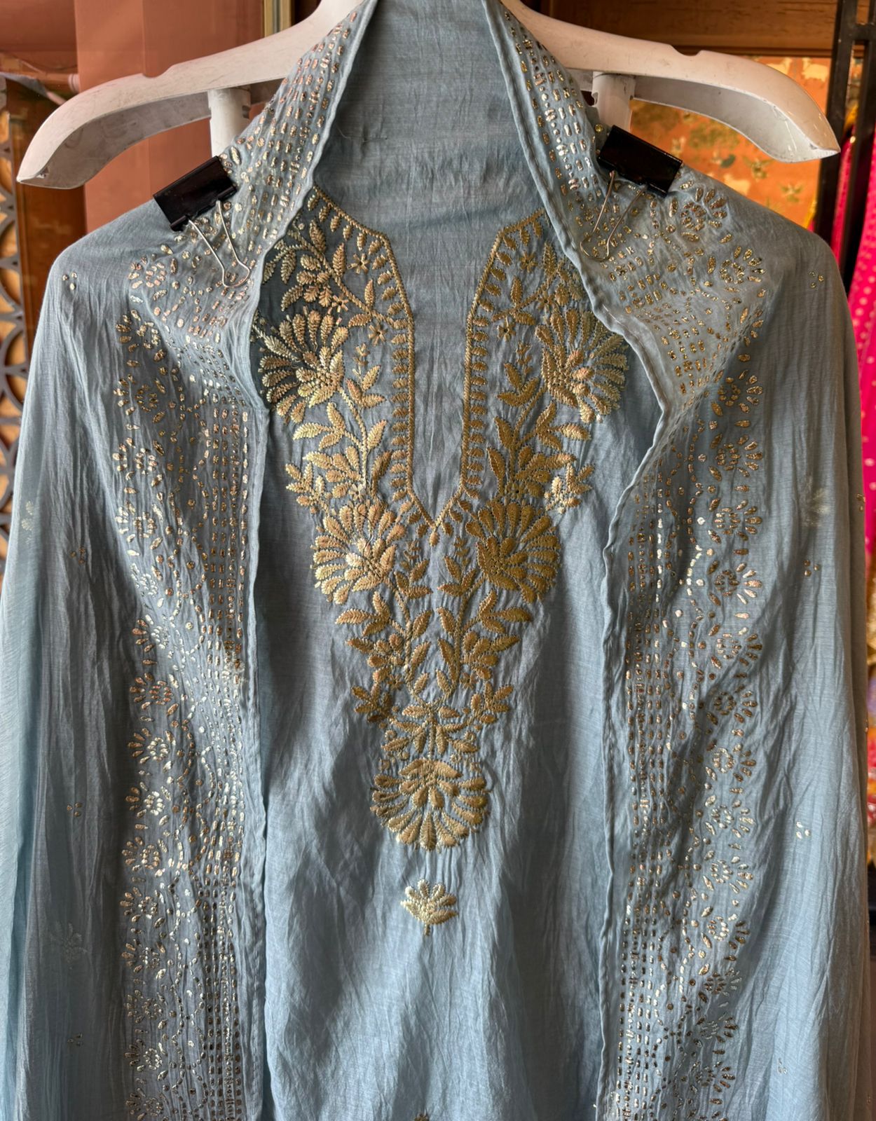 Mul cotton chanderi Unstitched Suits