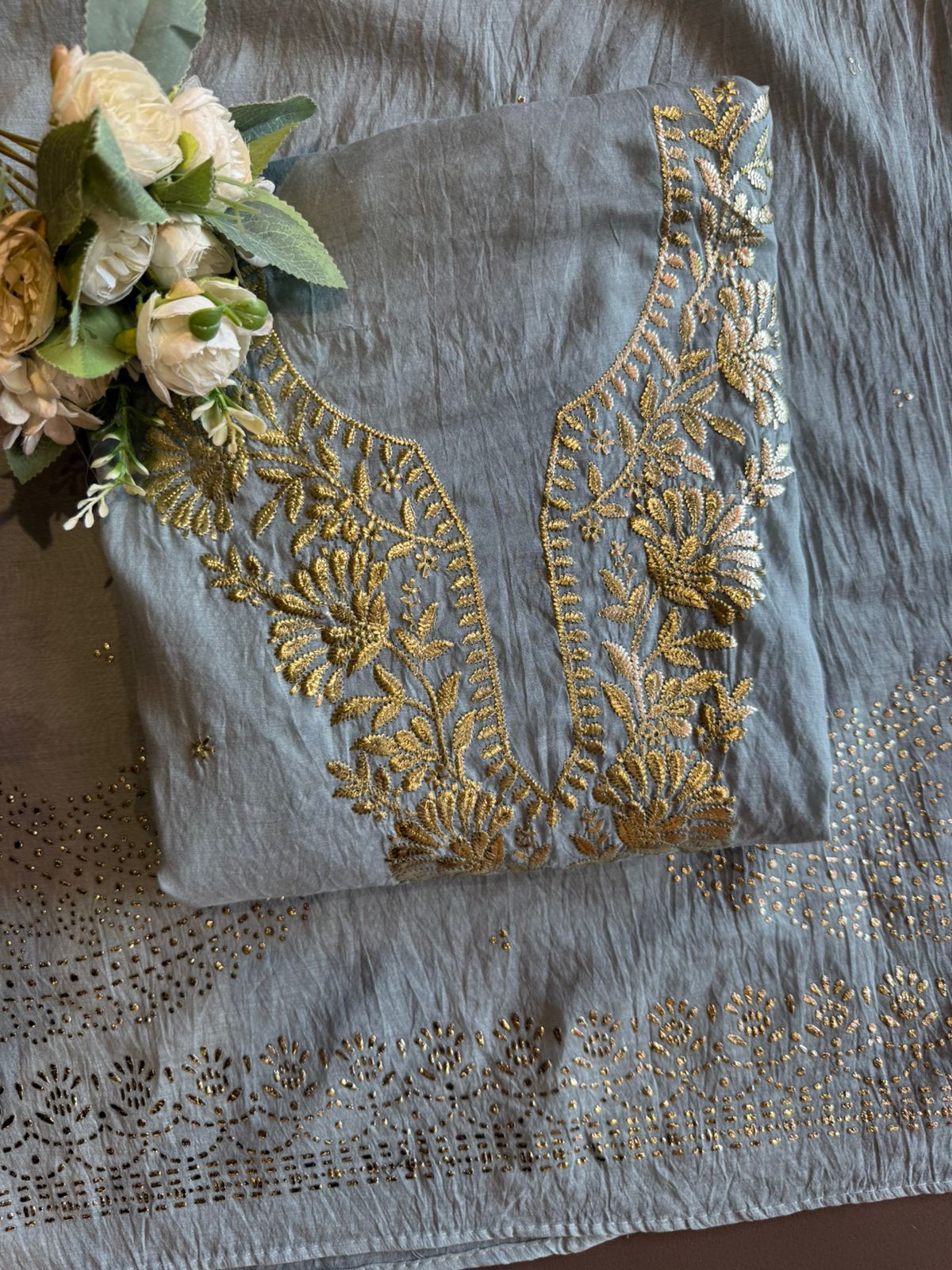 Mul cotton chanderi Unstitched Suits