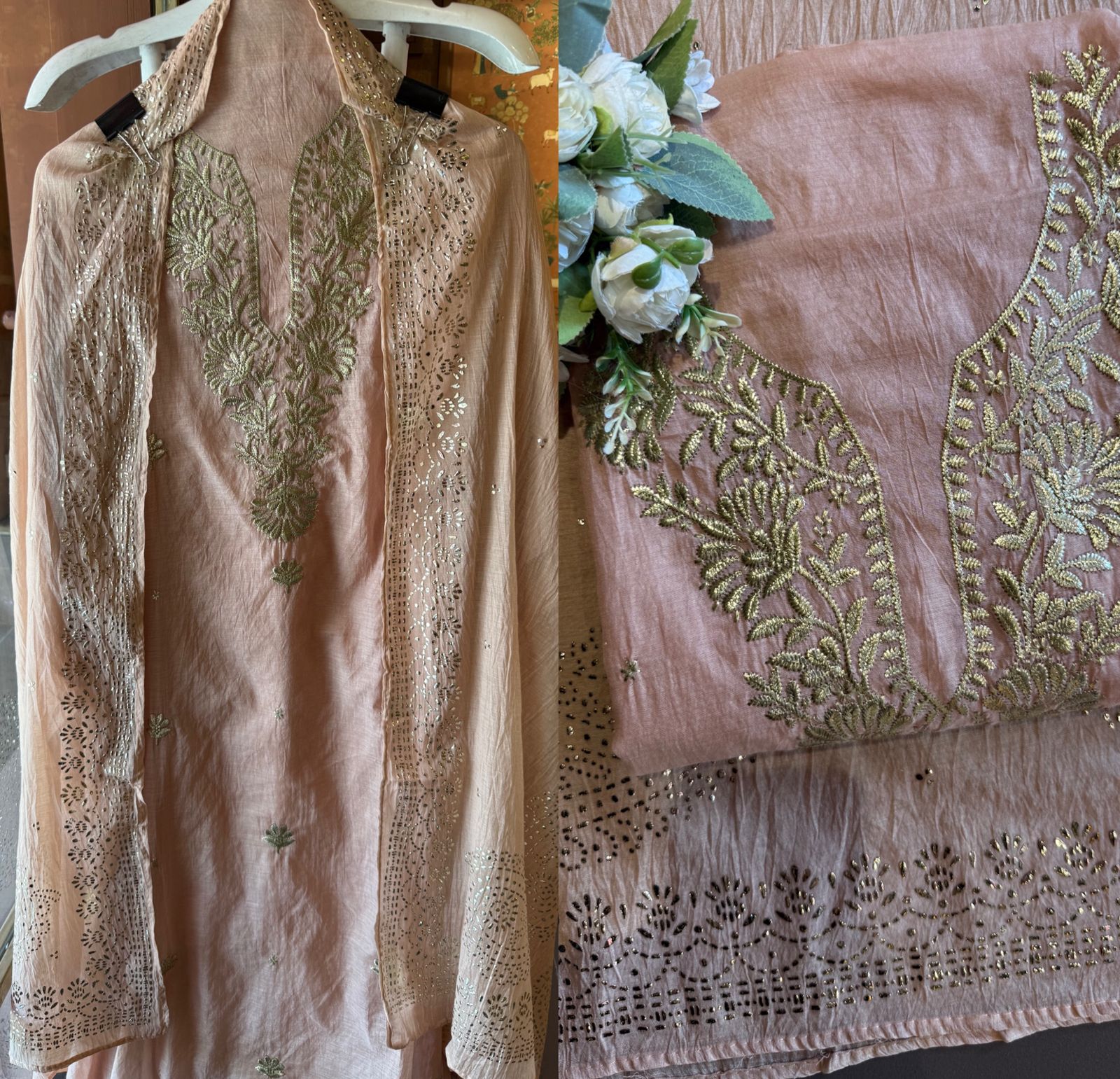 Mul cotton chanderi Unstitched Suits