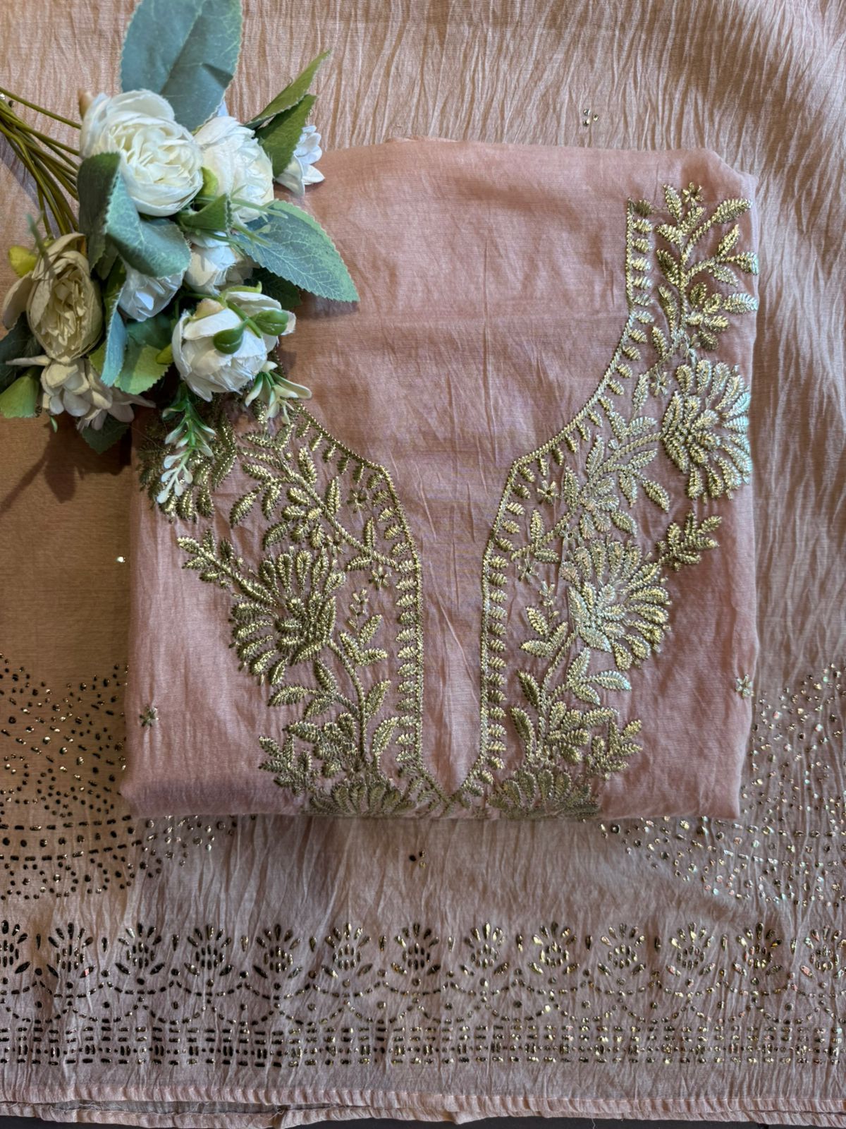 Mul cotton chanderi Unstitched Suits