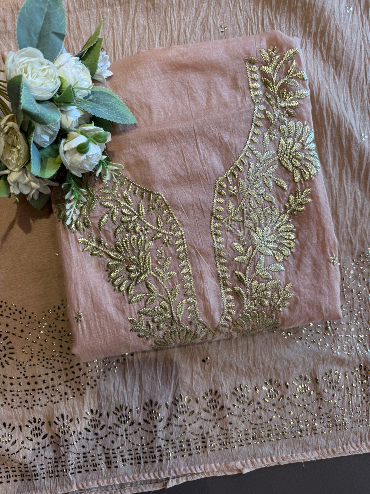 Mul cotton chanderi Unstitched Suits