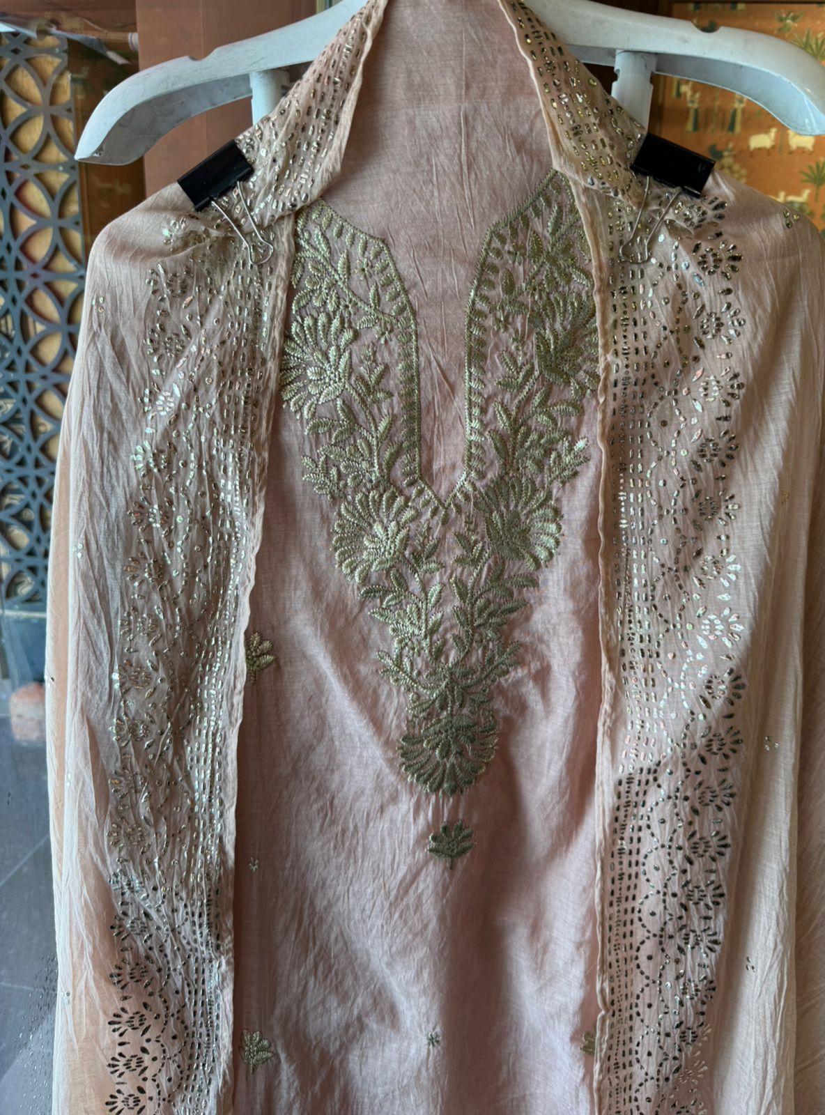Mul cotton chanderi Unstitched Suits