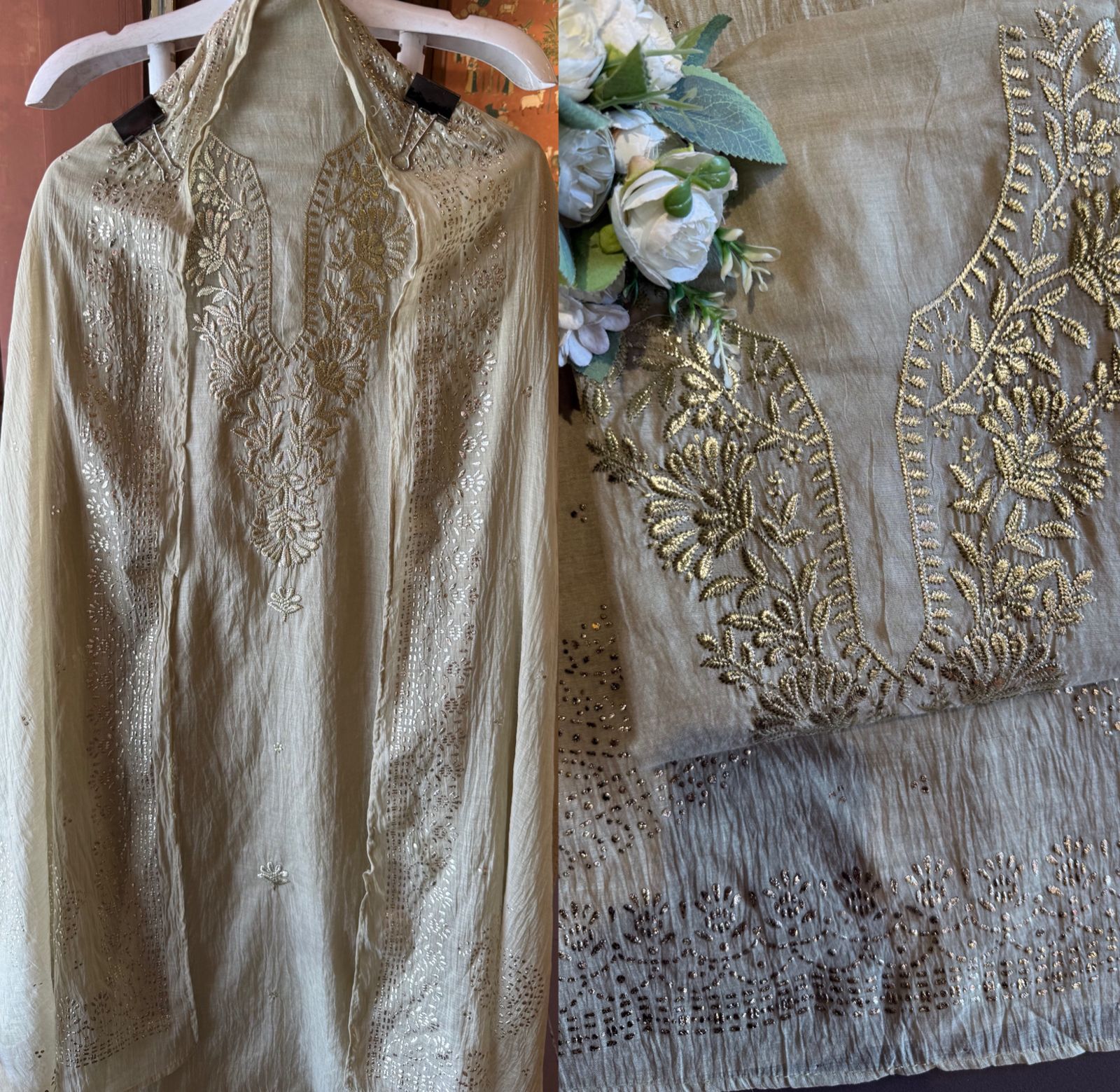 Mul cotton chanderi Unstitched Suits