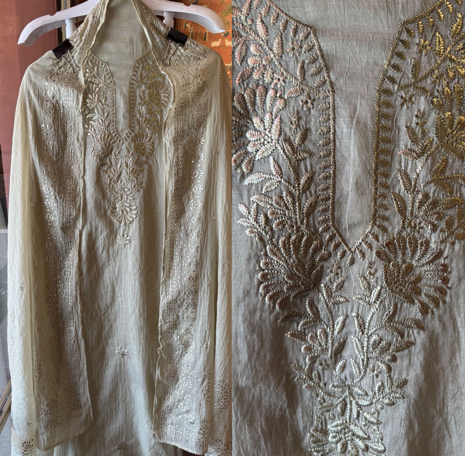 Mul cotton chanderi Unstitched Suits