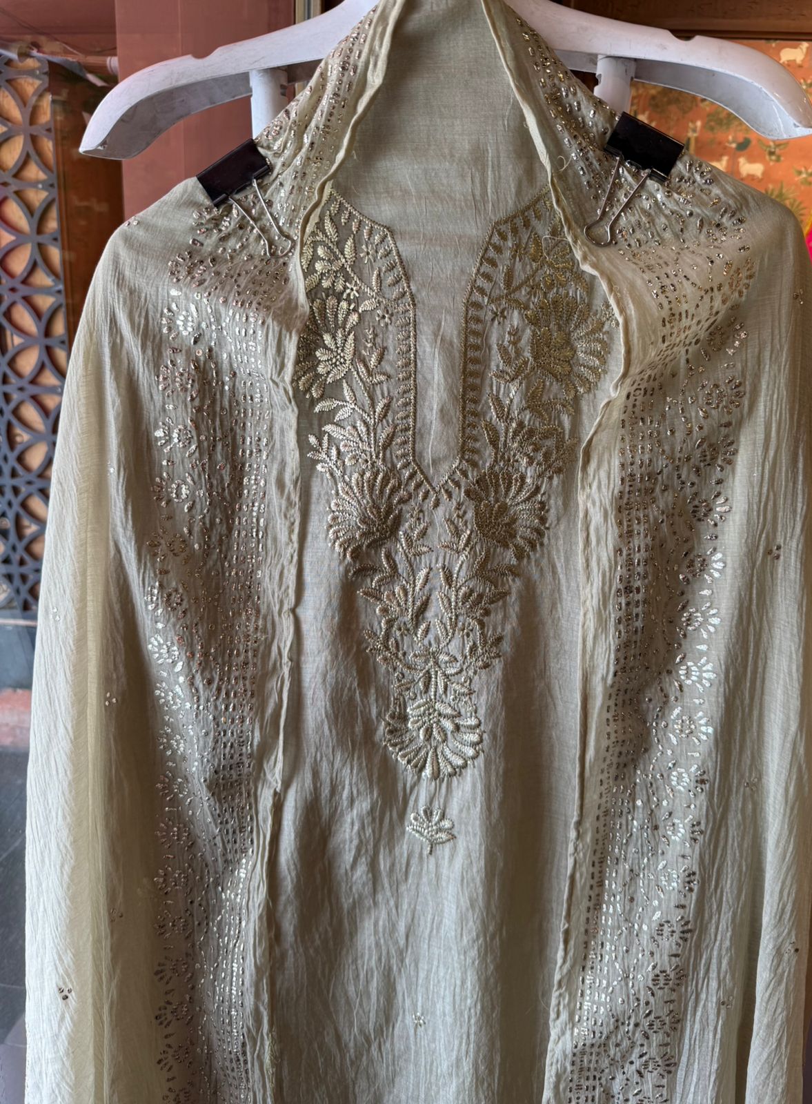 Mul cotton chanderi Unstitched Suits