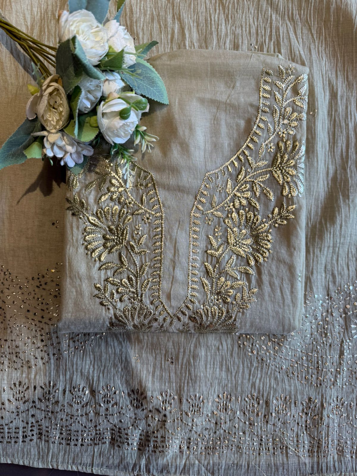 Mul cotton chanderi Unstitched Suits