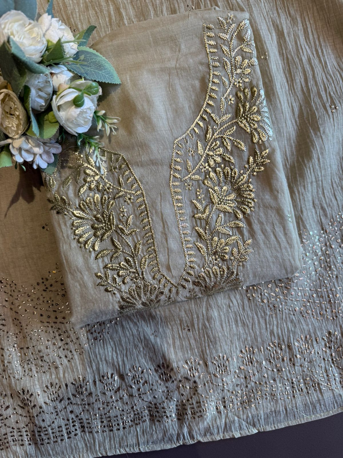 Mul cotton chanderi Unstitched Suits