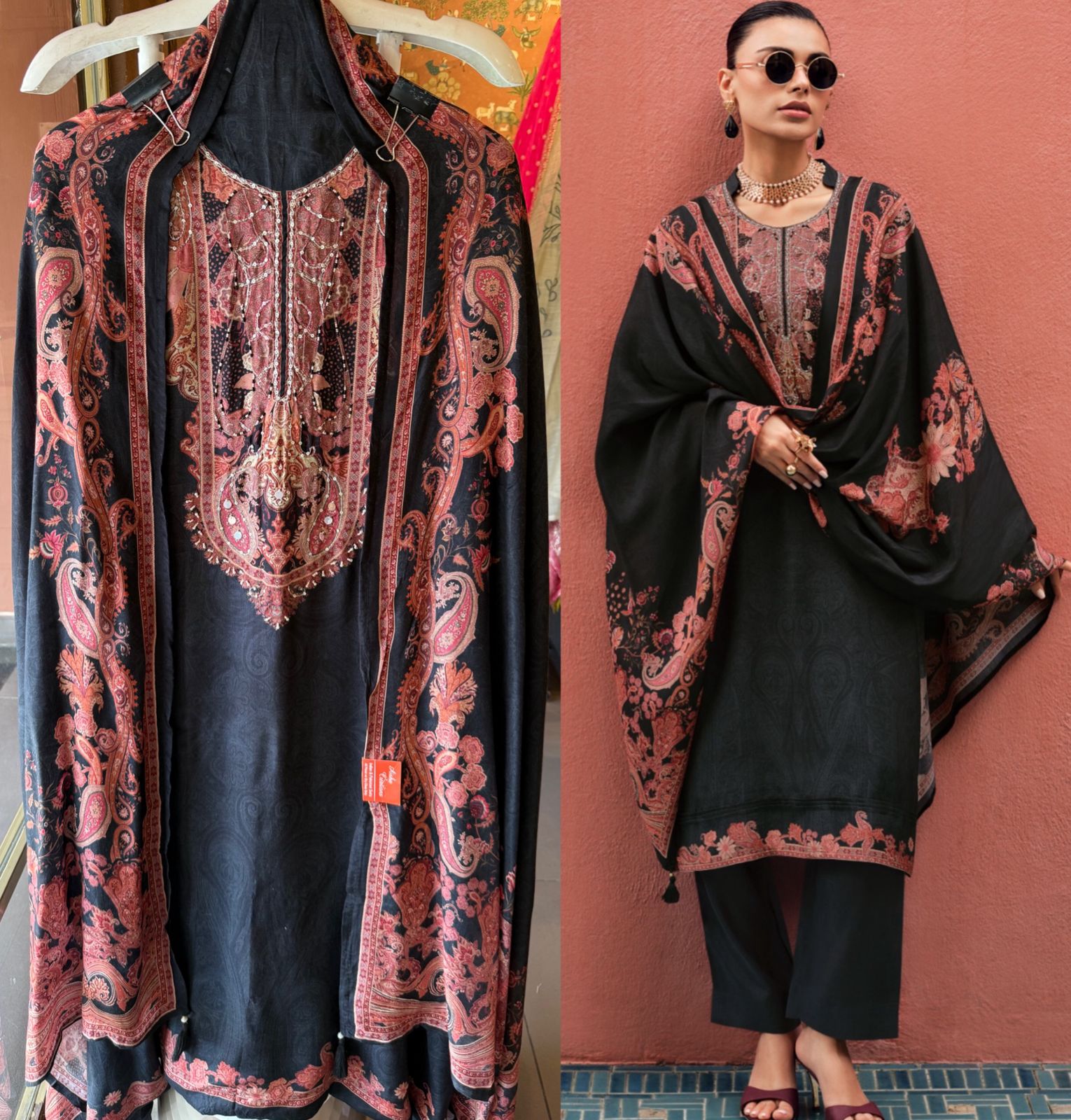 Paisley digital Printed Suit Set on Muslin