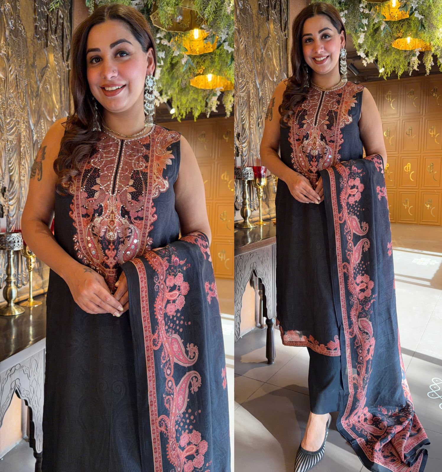 Paisley digital Printed Suit Set on Muslin