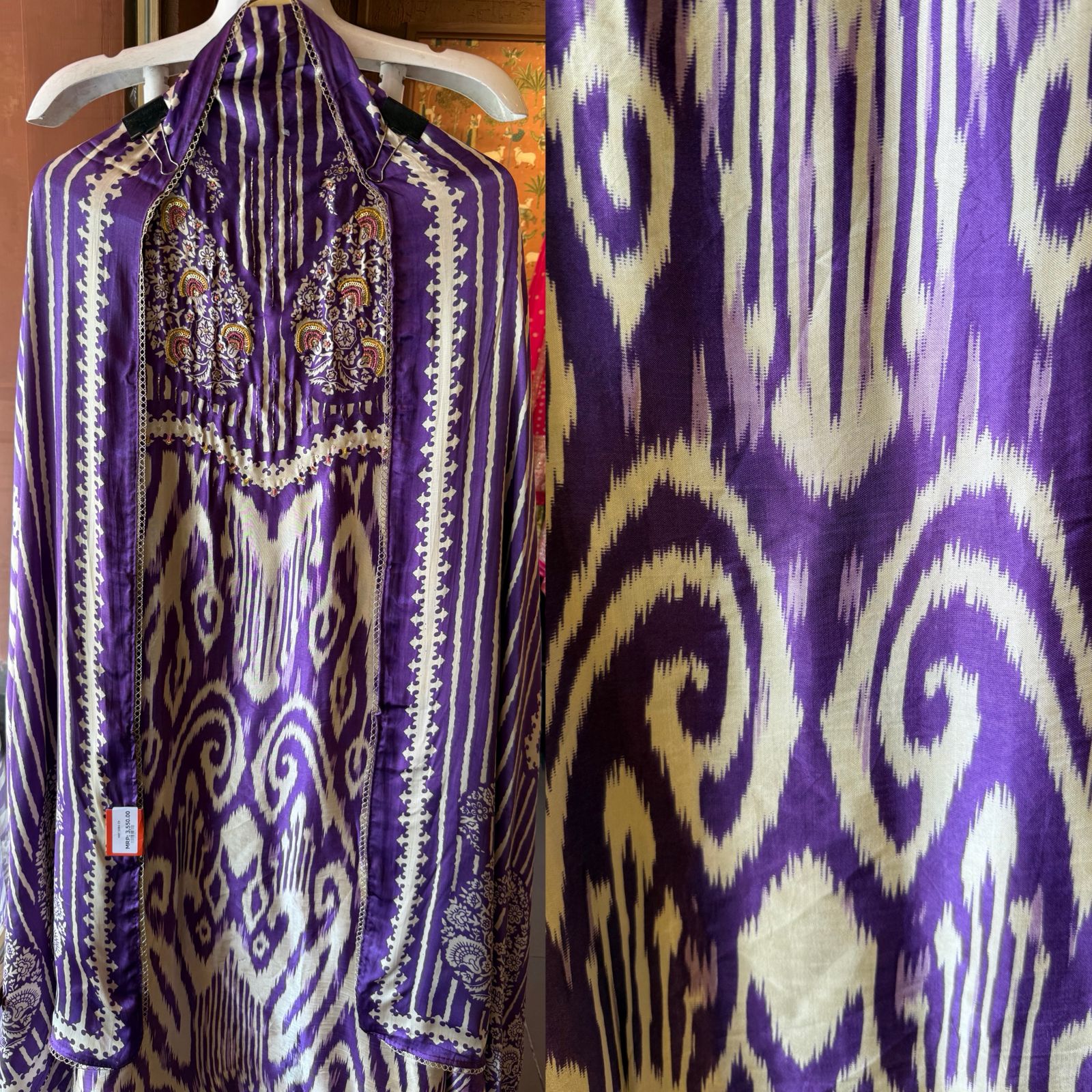 Pure GAJJI silk Ikat Printed Suit Set