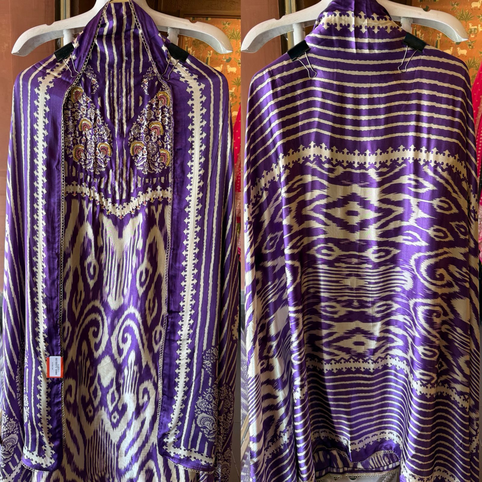 Pure GAJJI silk Ikat Printed Suit Set