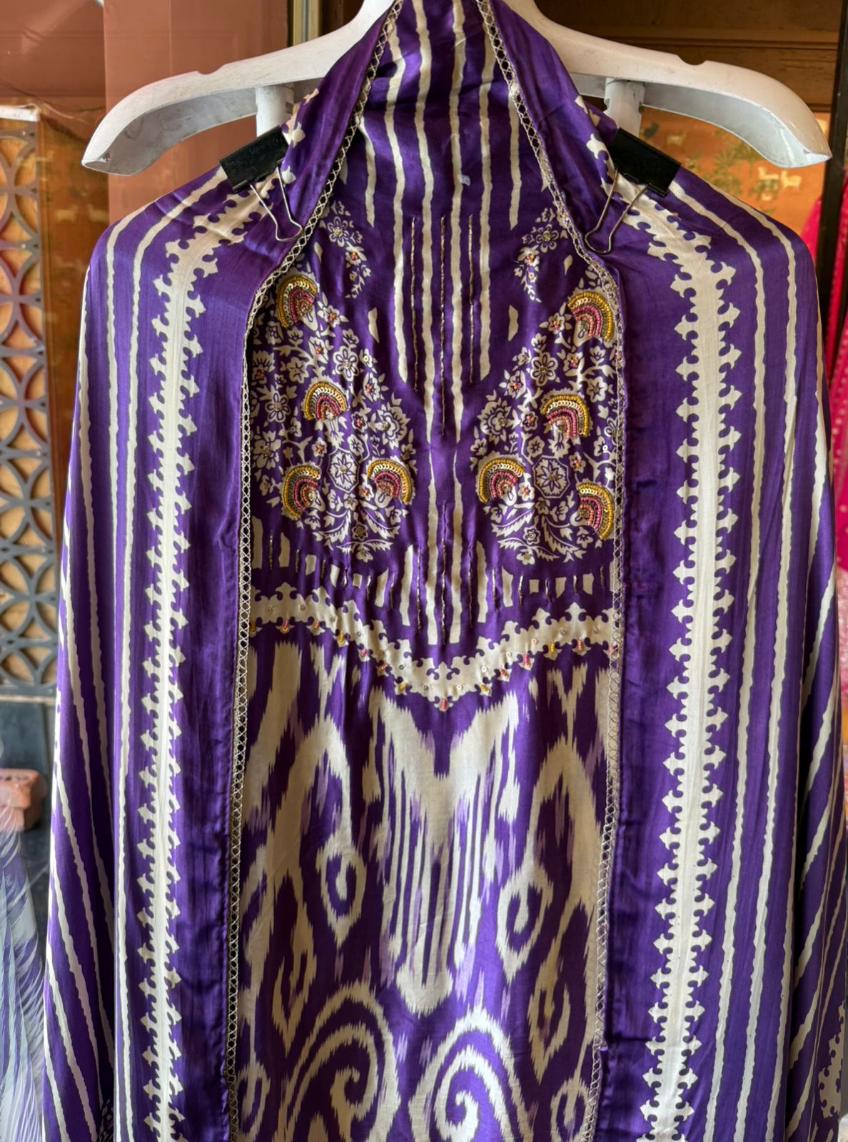 Pure GAJJI silk Ikat Printed Suit Set