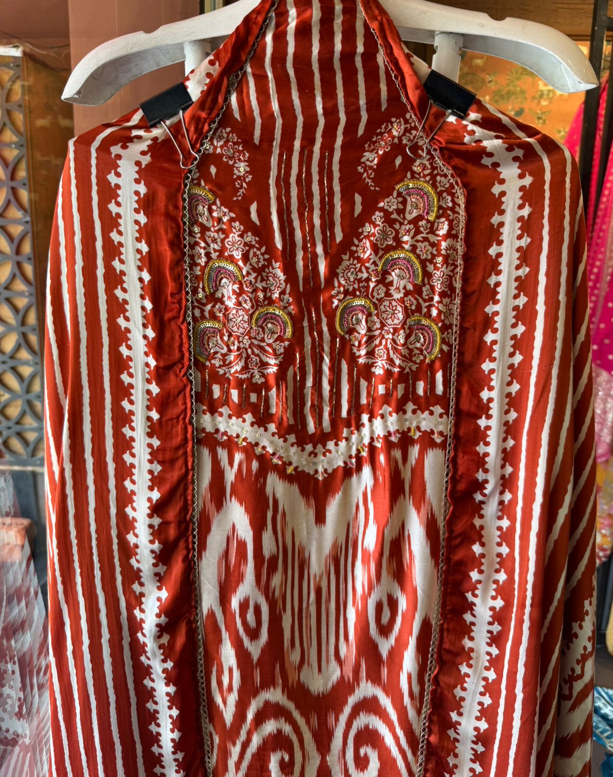 Pure GAJJI silk Ikat Printed Suit Set