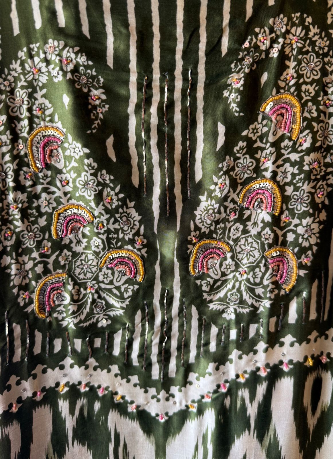 Pure GAJJI silk Ikat Printed Suit Set
