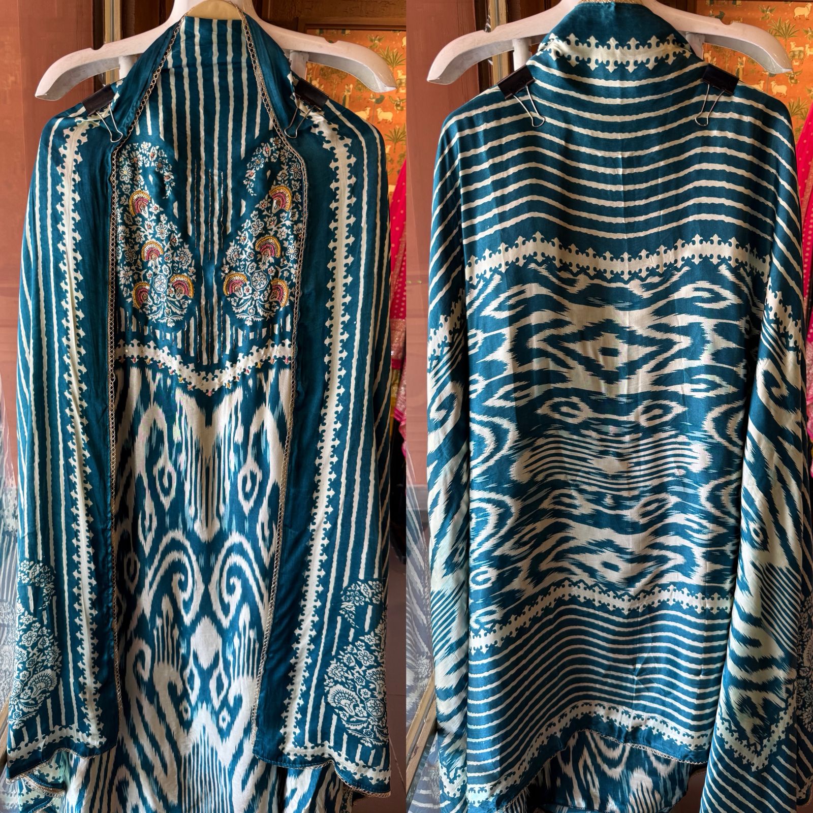 Pure GAJJI silk Ikat Printed Suit Set