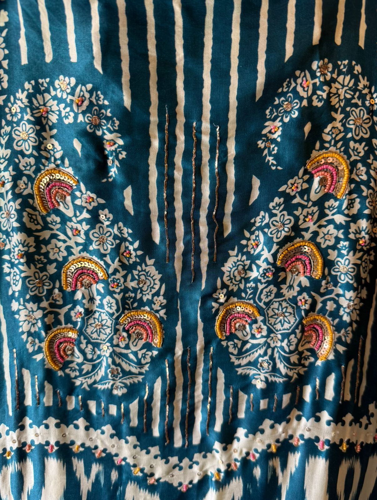 Pure GAJJI silk Ikat Printed Suit Set