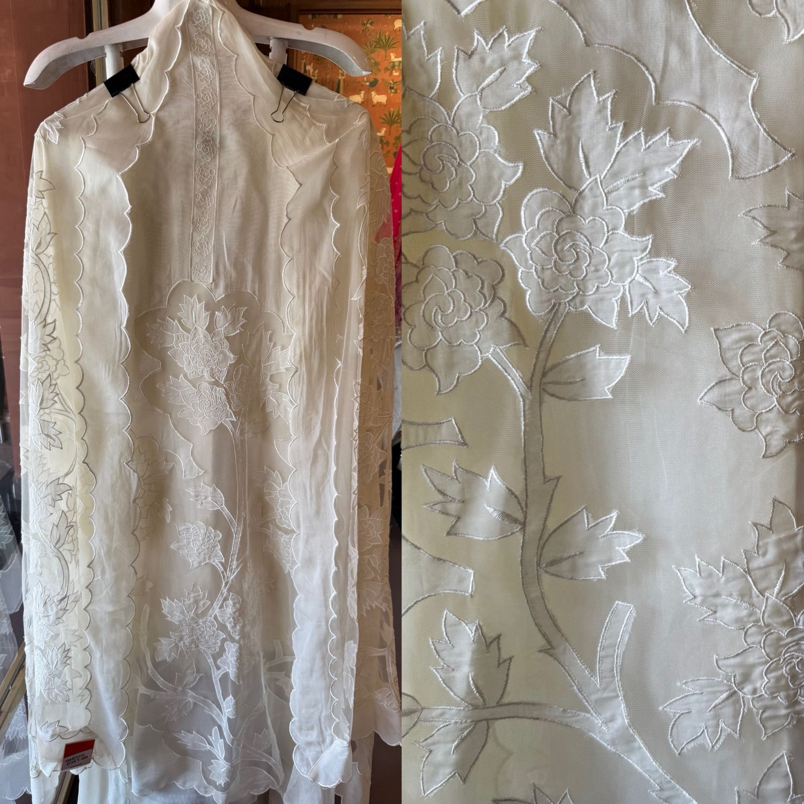 Soft organza unstitched Kurta