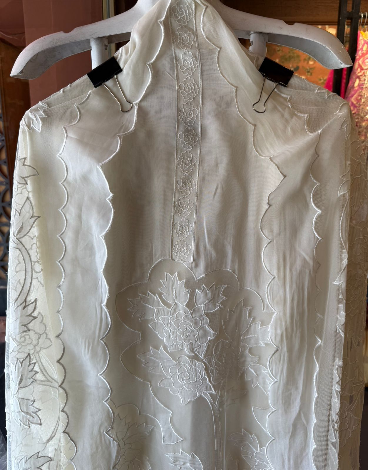 Soft organza unstitched Kurta