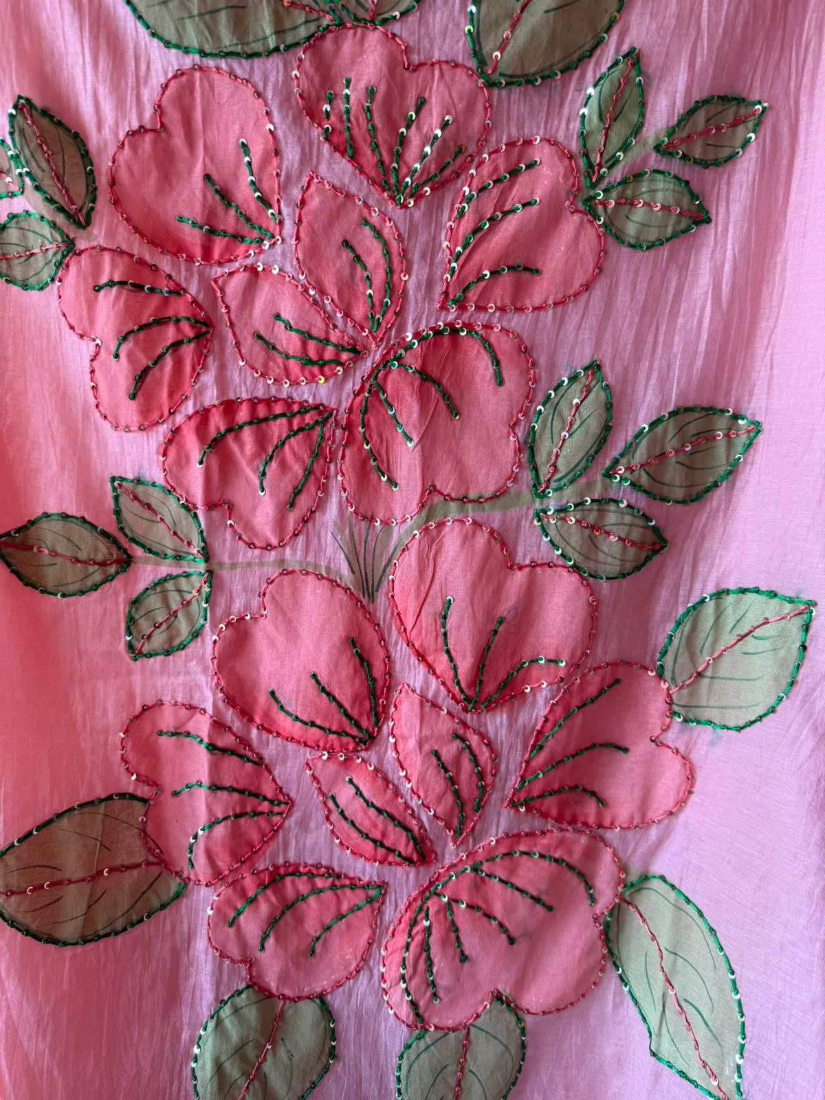 Floral Hand Painted mul cotton Unstitched suit