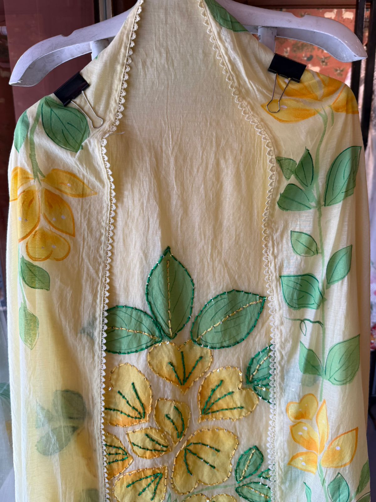 Floral Hand Painted mul cotton Unstitched suit