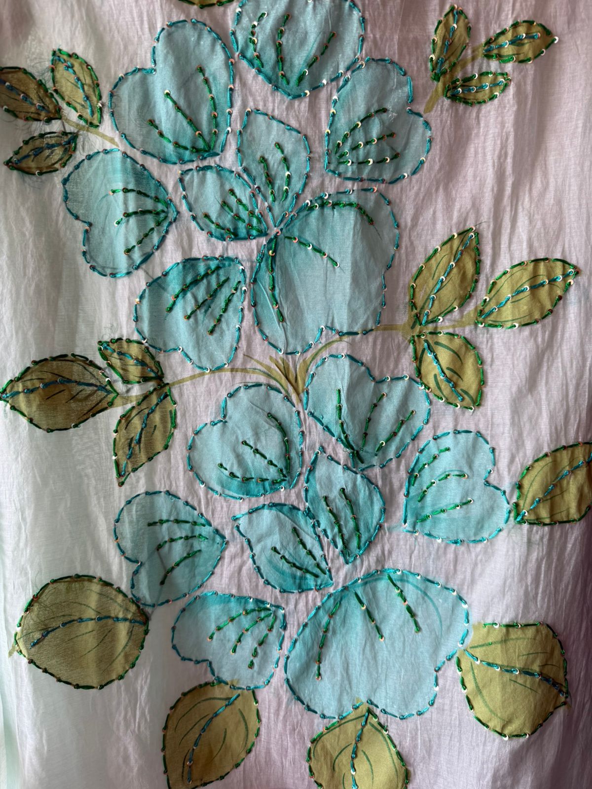 Floral Hand Painted mul cotton Unstitched suit